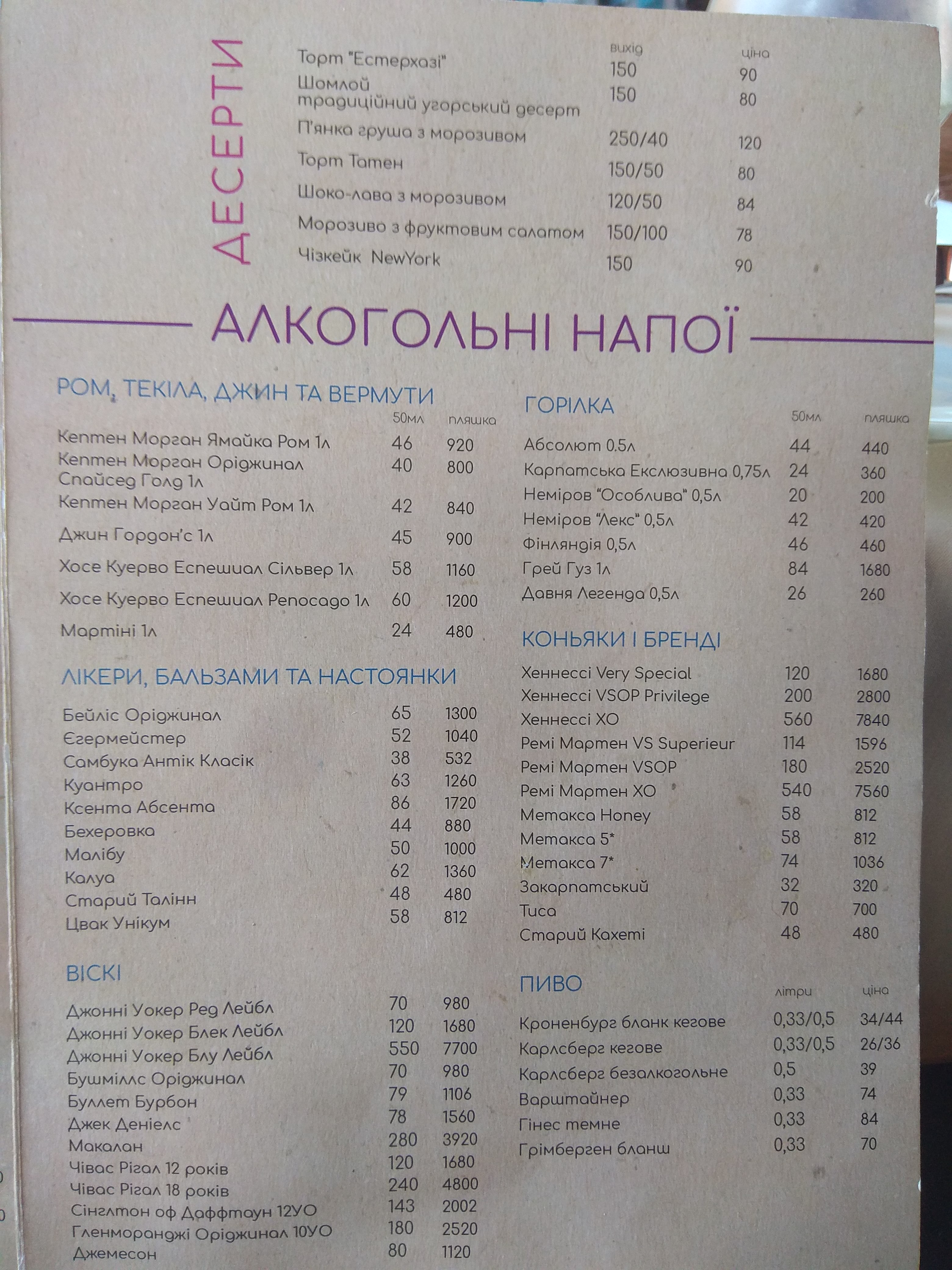 Leybova Gora menu 7