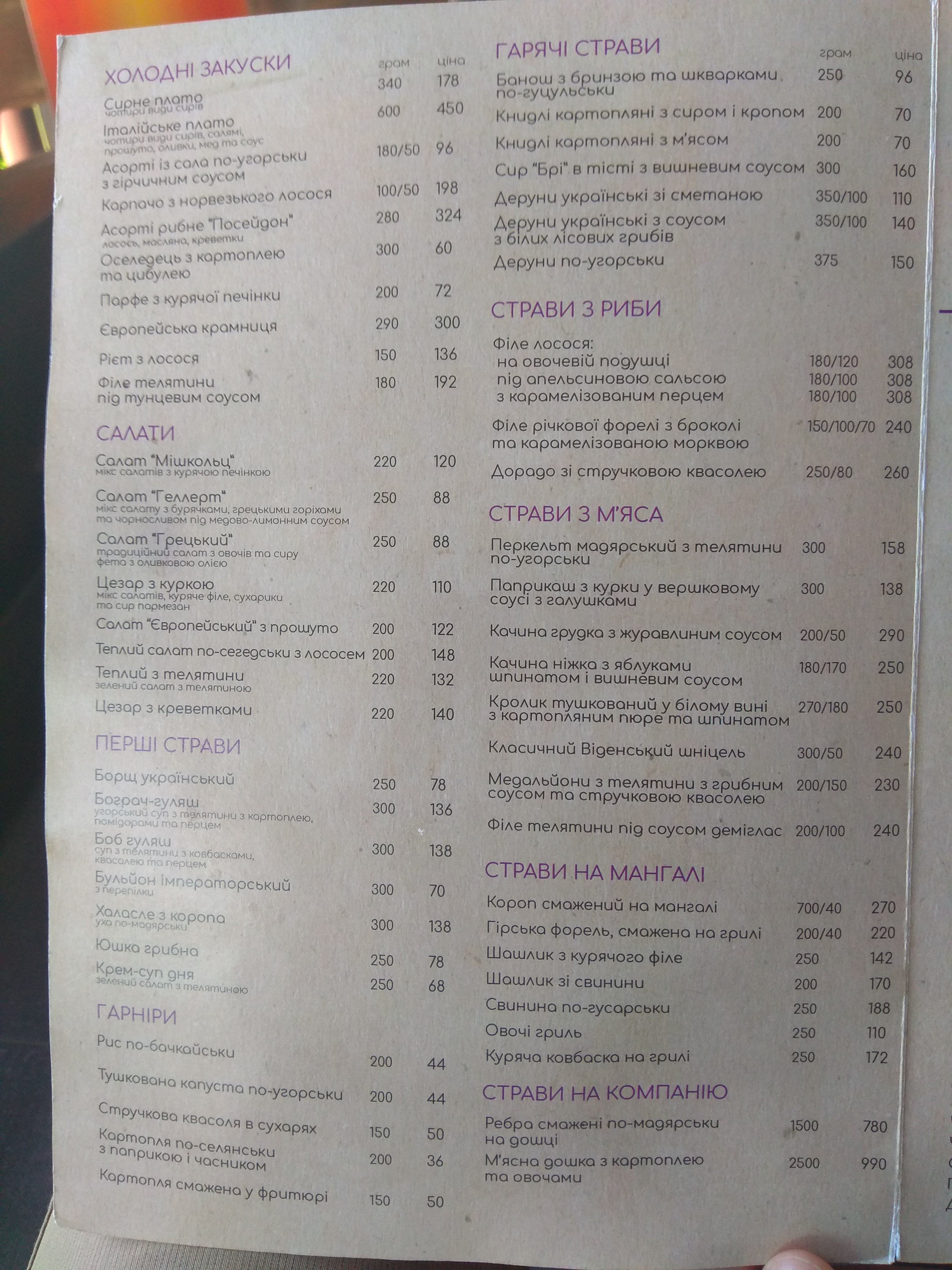 Leybova Gora menu 10