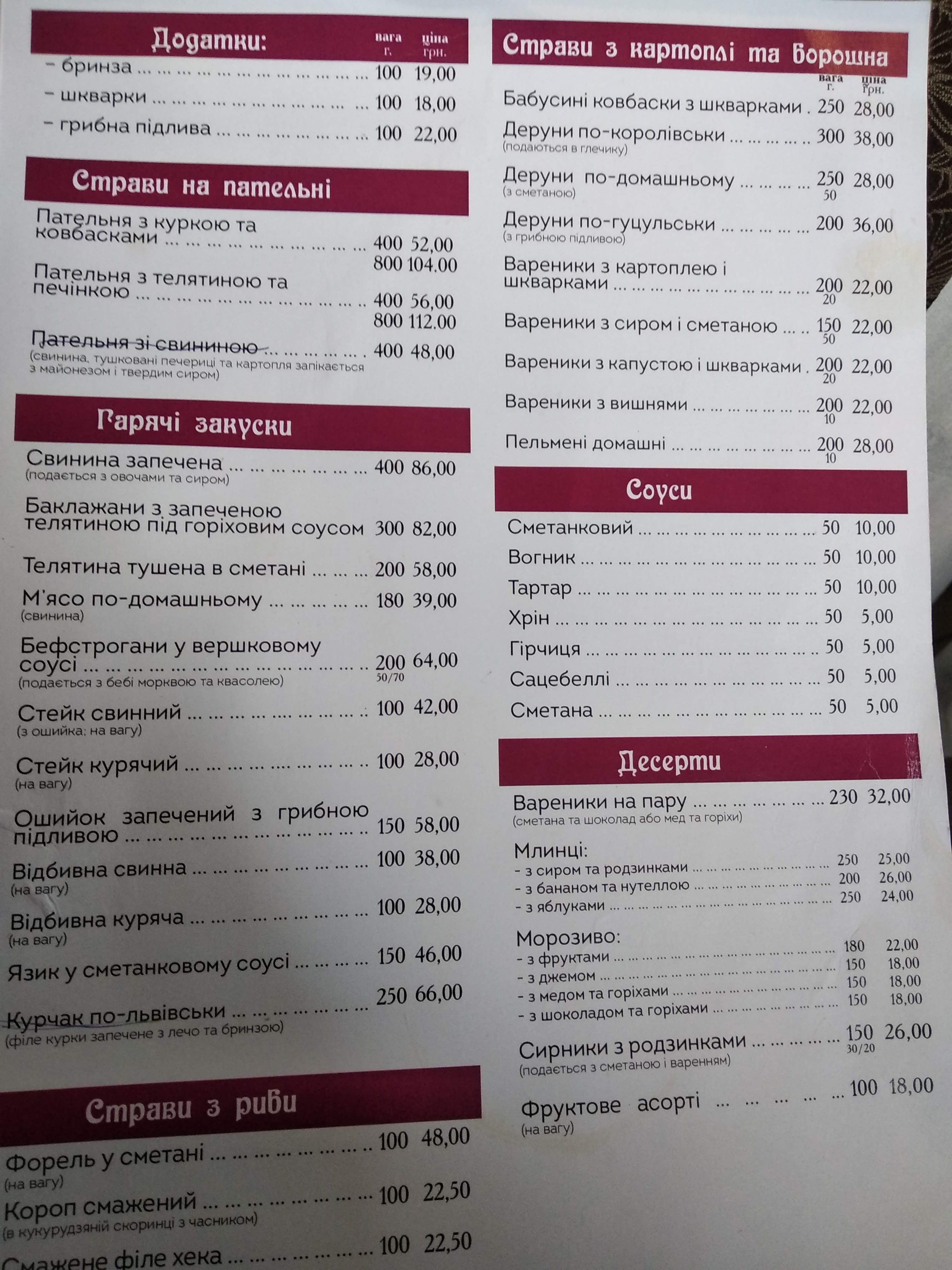 ФІЛЬВАРОК, КАФЕ-БАР menu 3