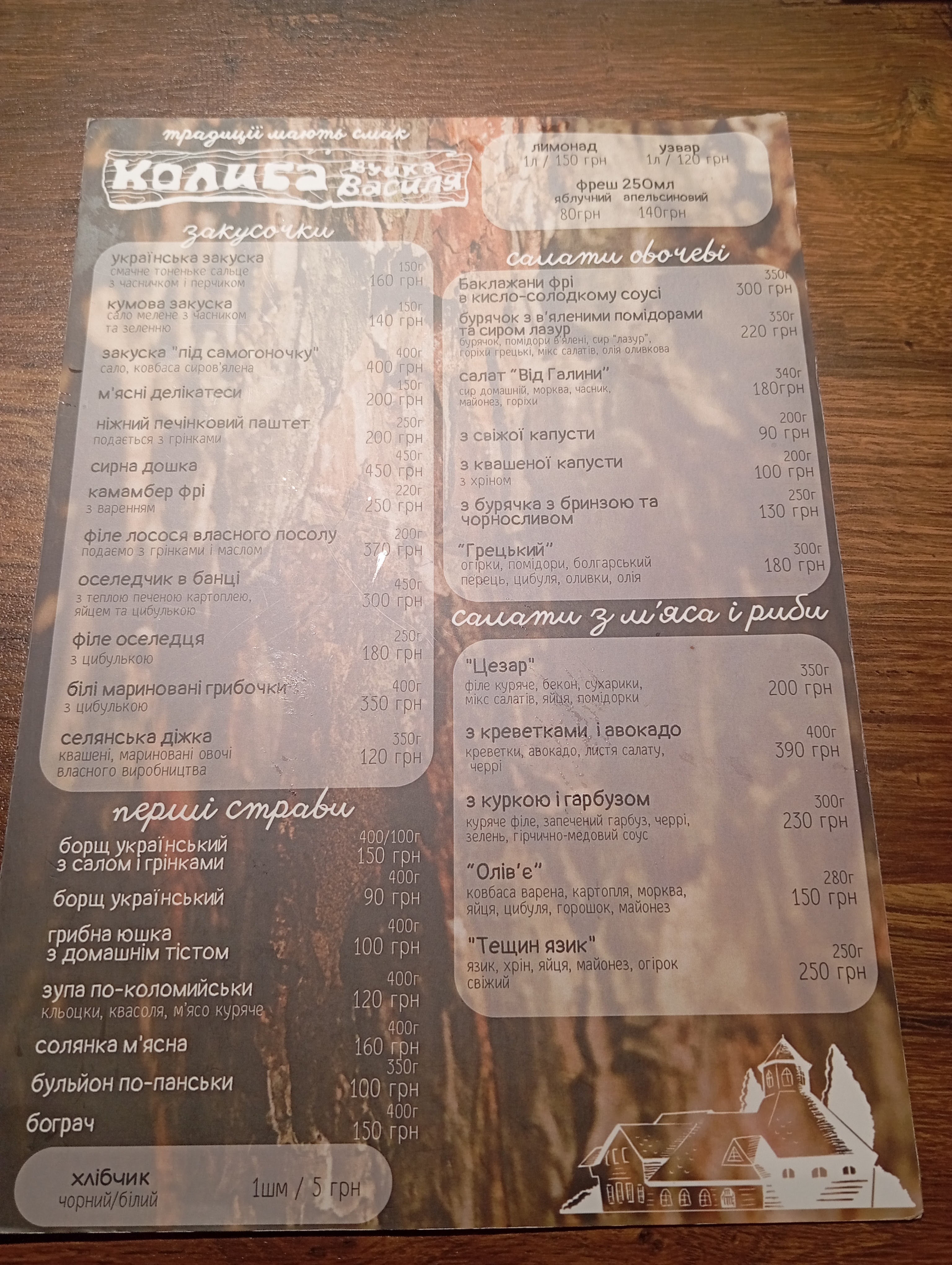 Kolyba "U Vuyka Vasylya" menu 7