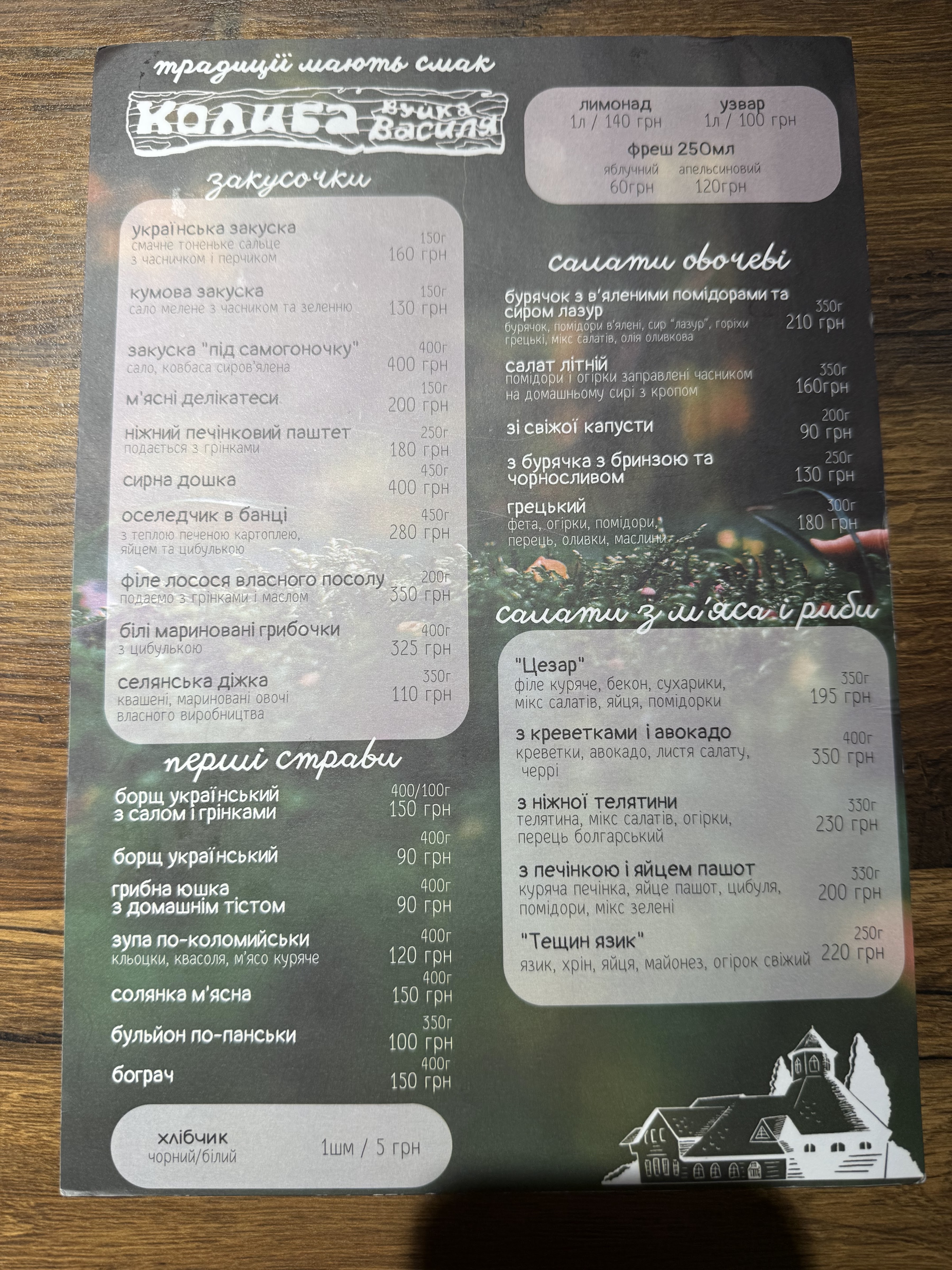Kolyba "U Vuyka Vasylya" menu 9