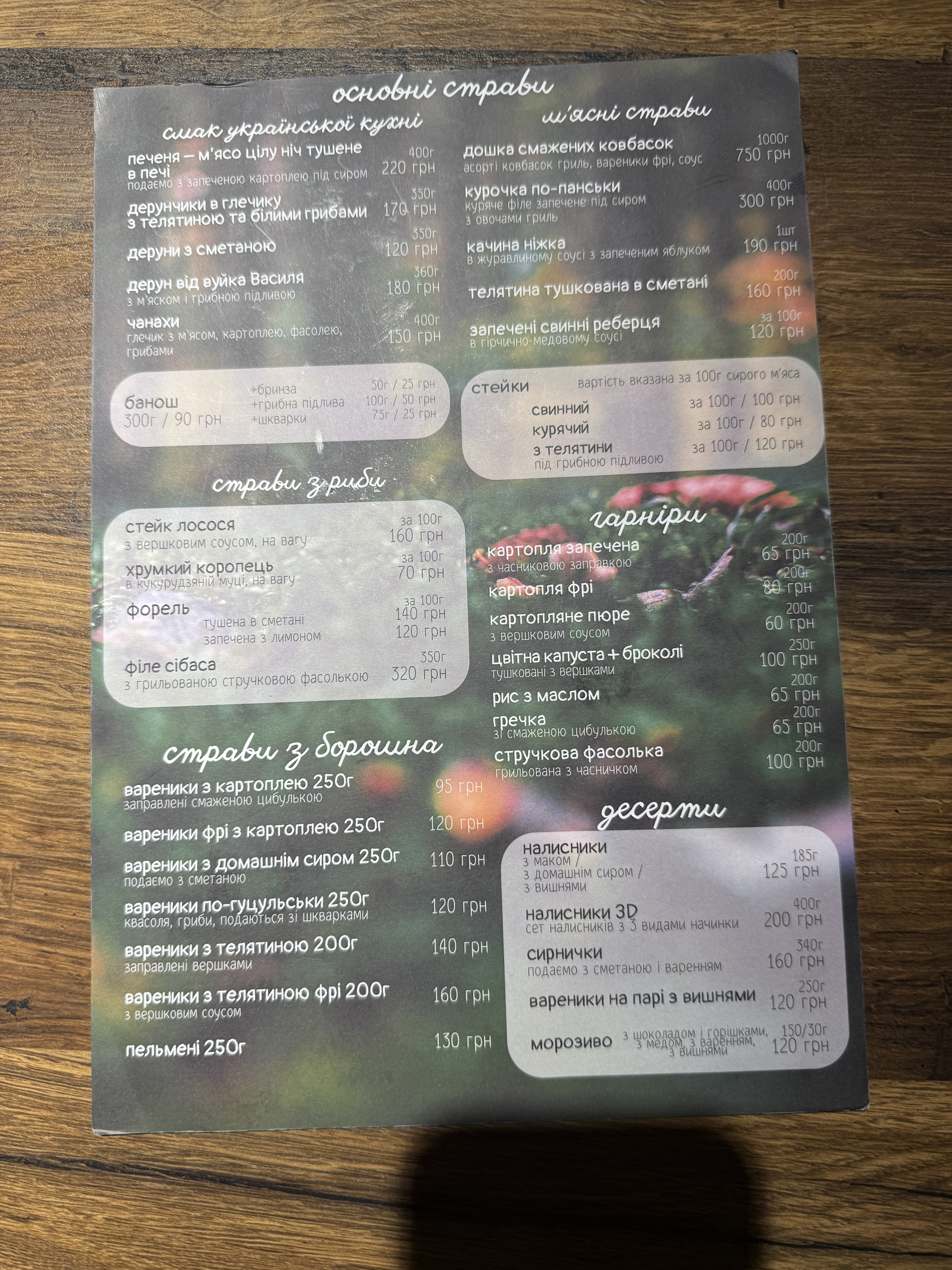 Kolyba "U Vuyka Vasylya" menu 12