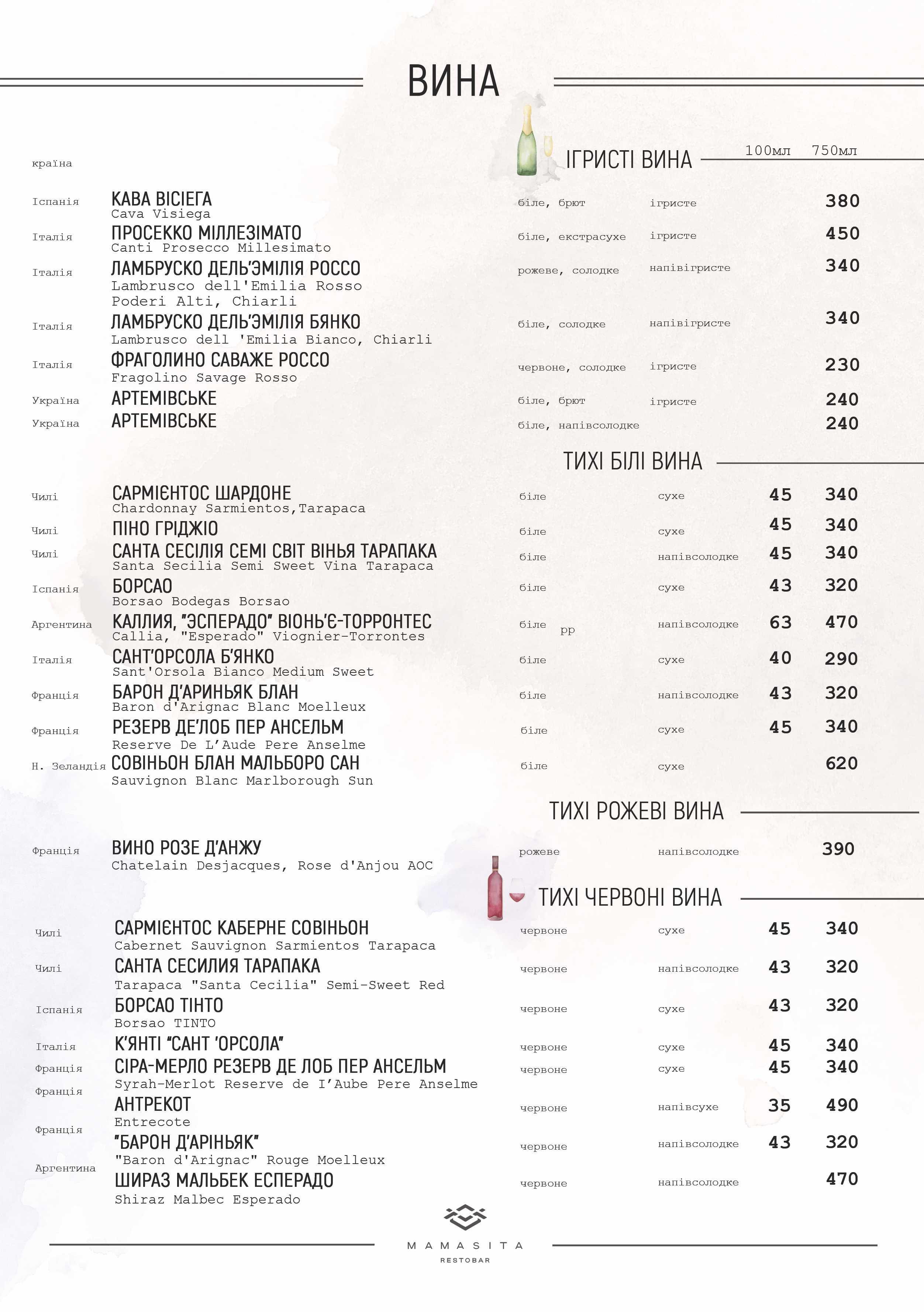 MAMASITA Restobar menu 1