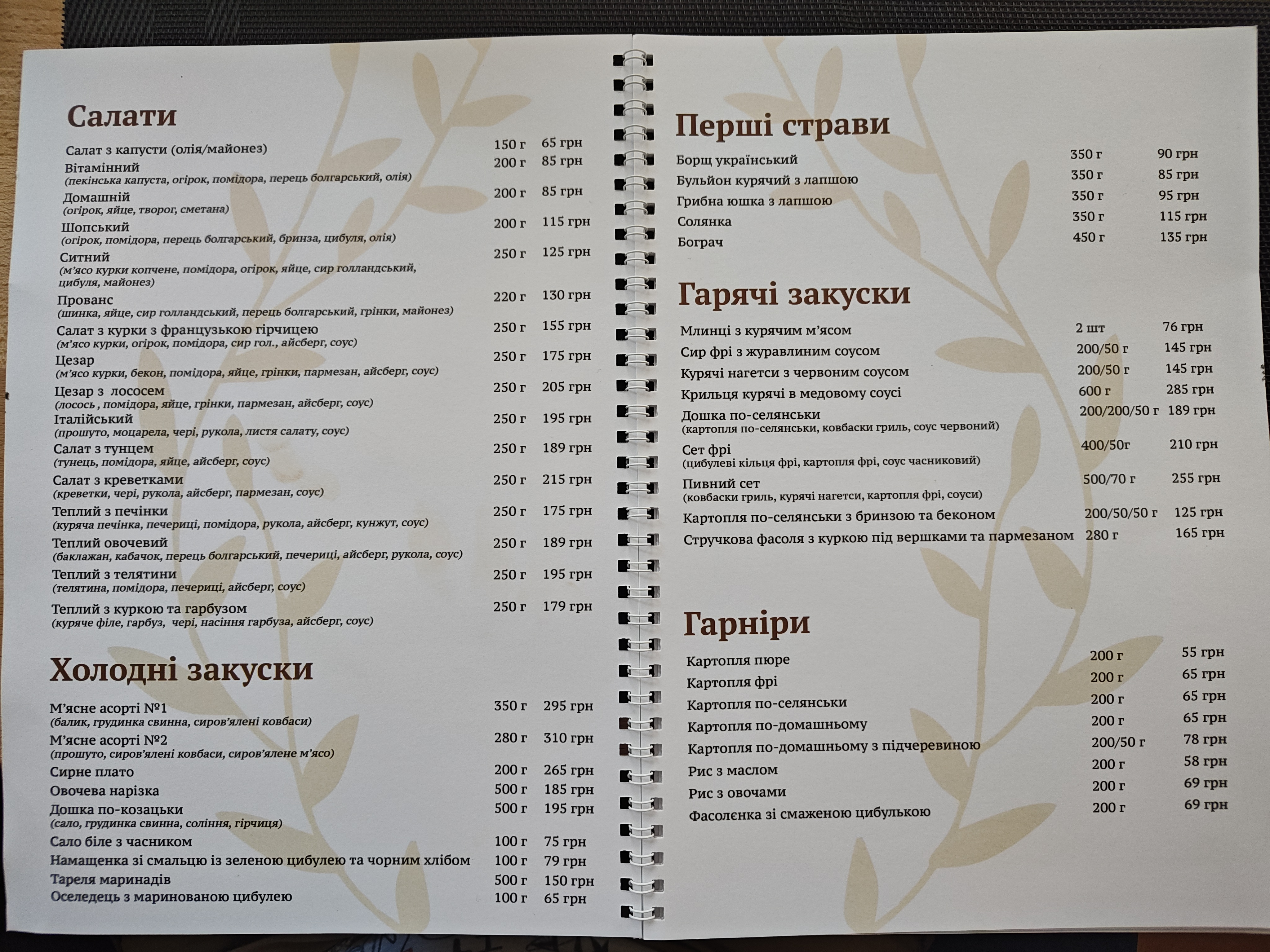 Kafe "Dionis"M.kolomyya menu 1