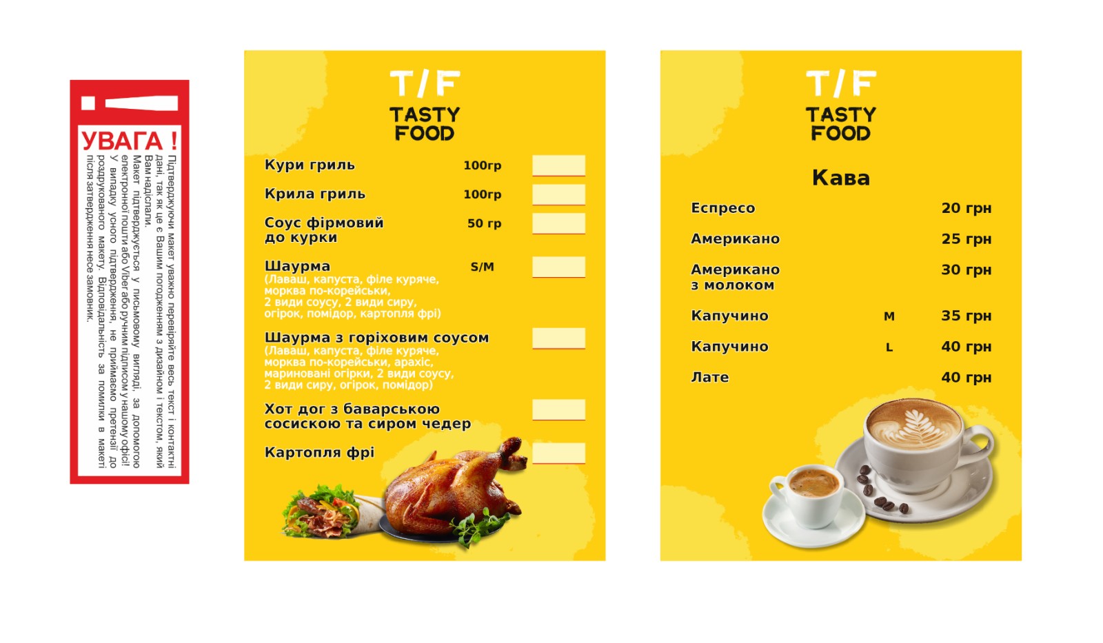 Tasty food menu 1