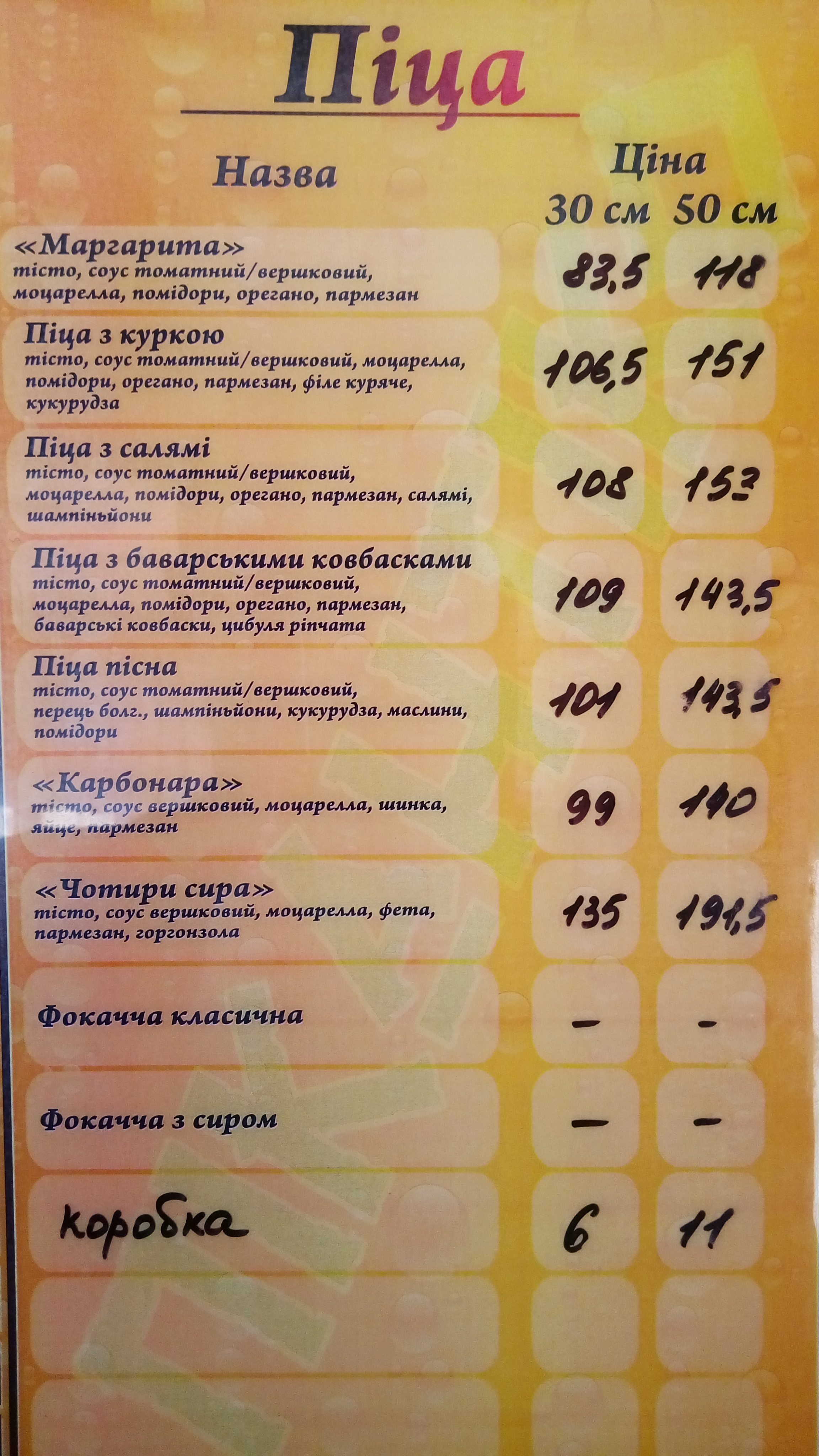 Пікантіко menu 7