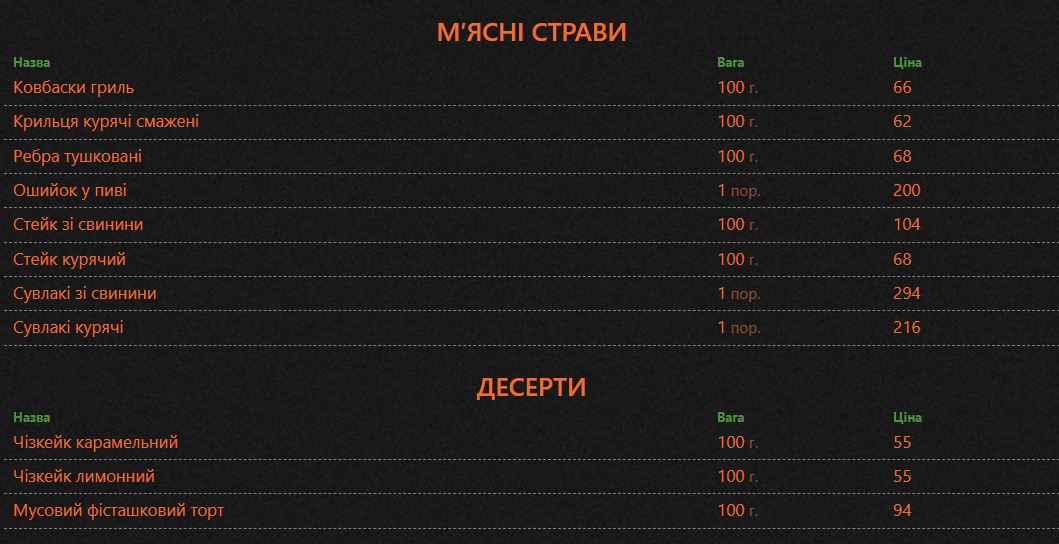 CheBonta menu 1