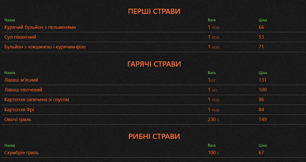 CheBonta menu 2
