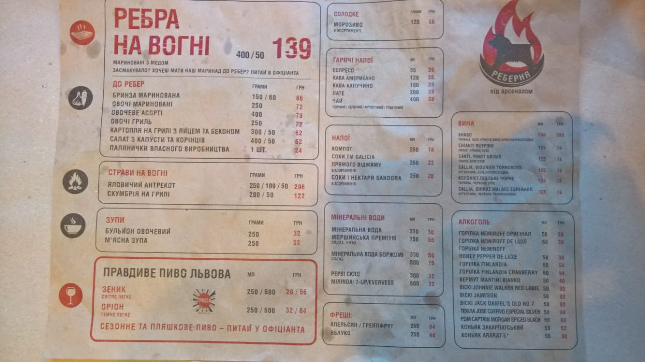 Реберня "Під Арсеналом" menu 9