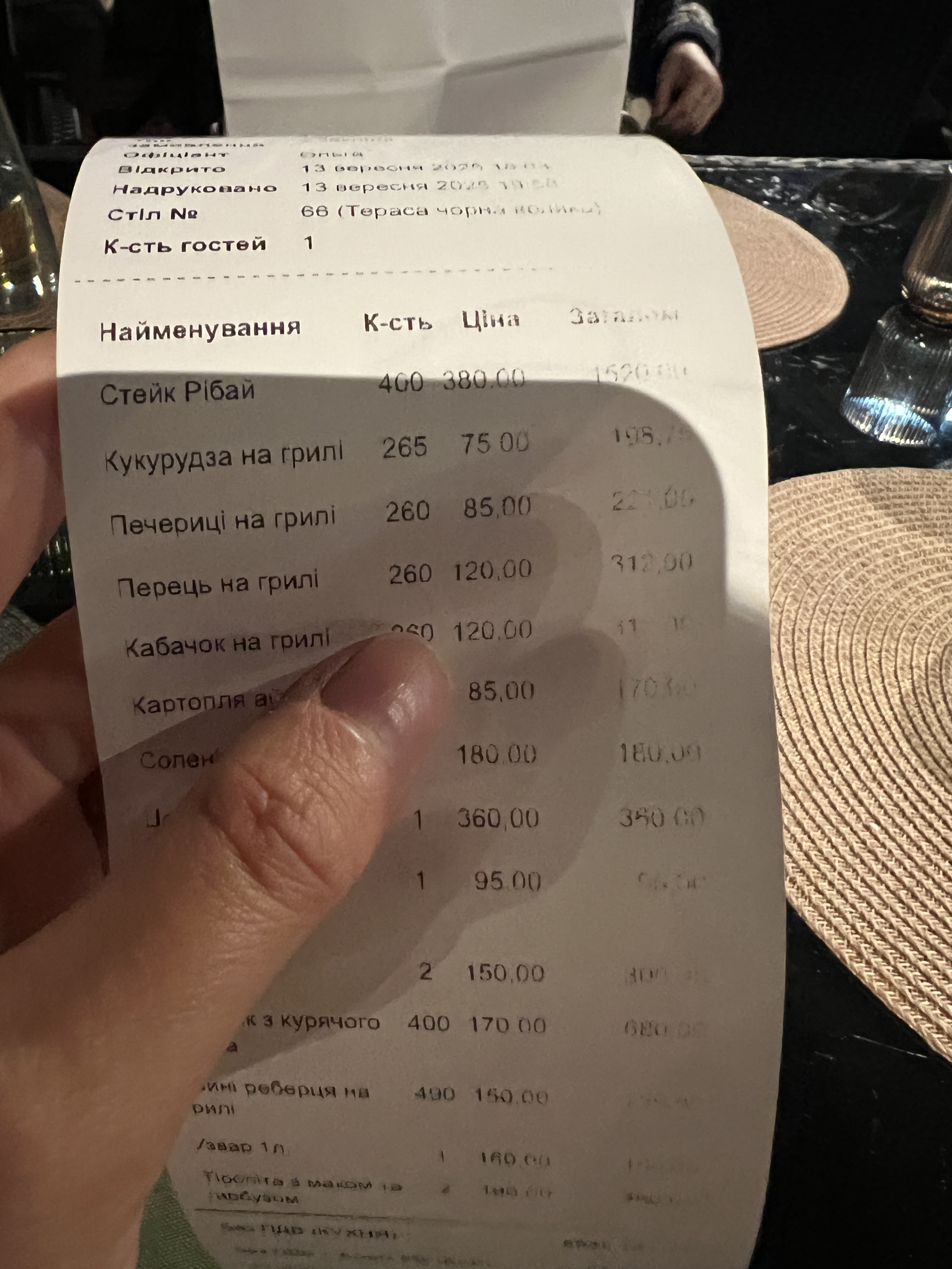 The Сад menu 6