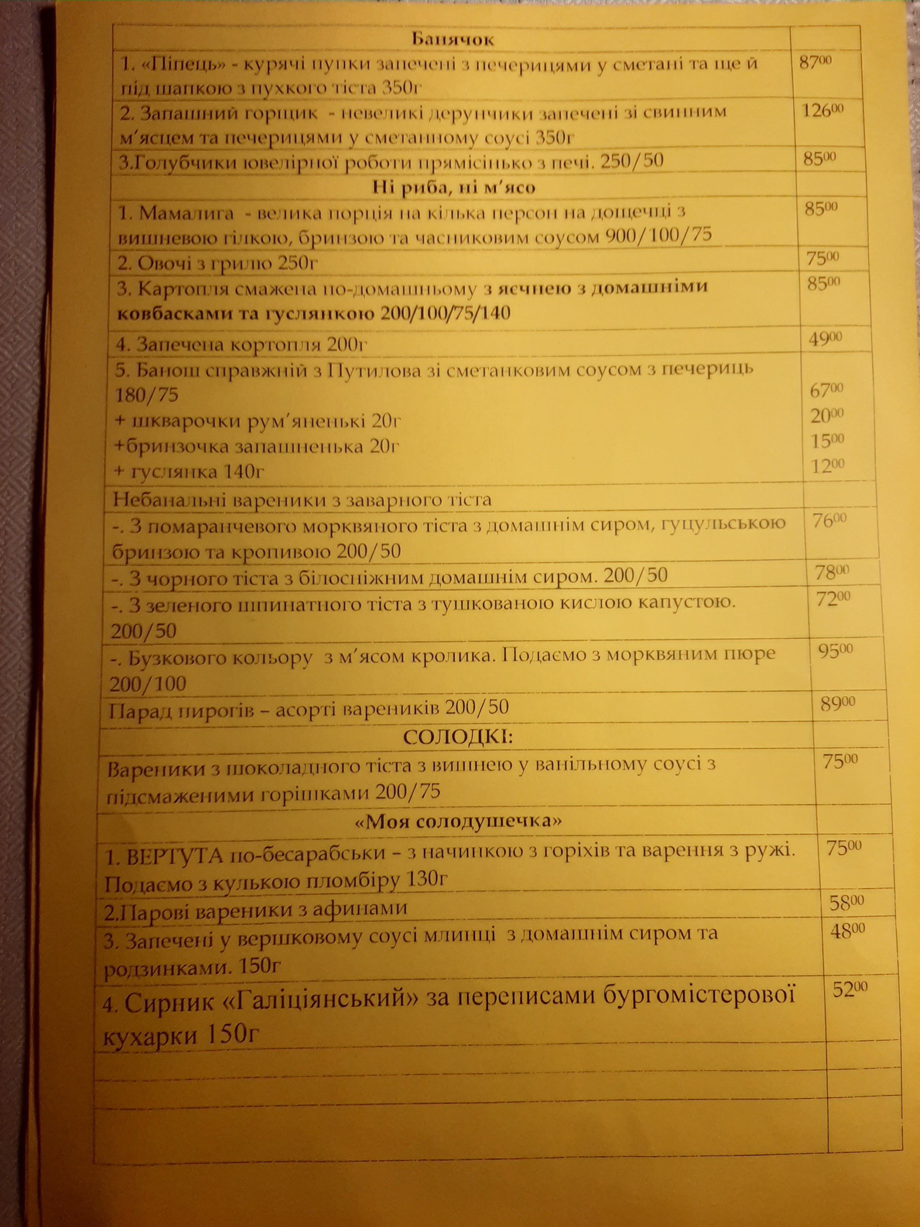 Hopachok menu 2