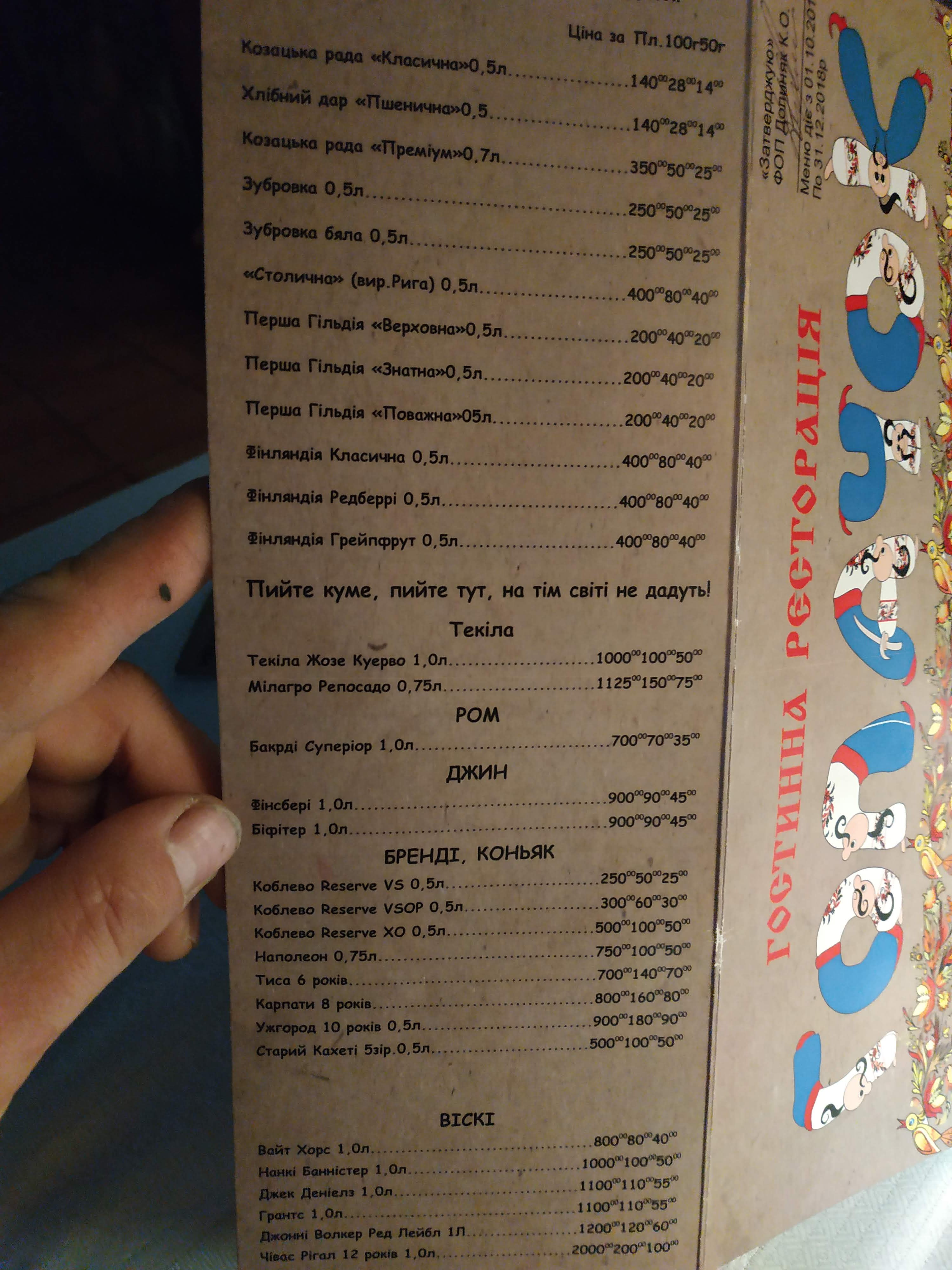 Hopachok menu 4