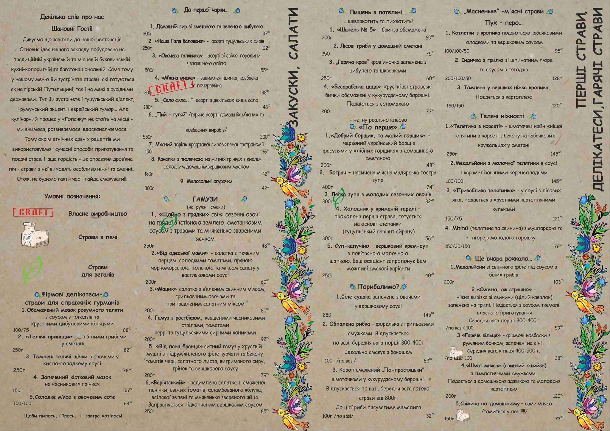 Hopachok menu 6