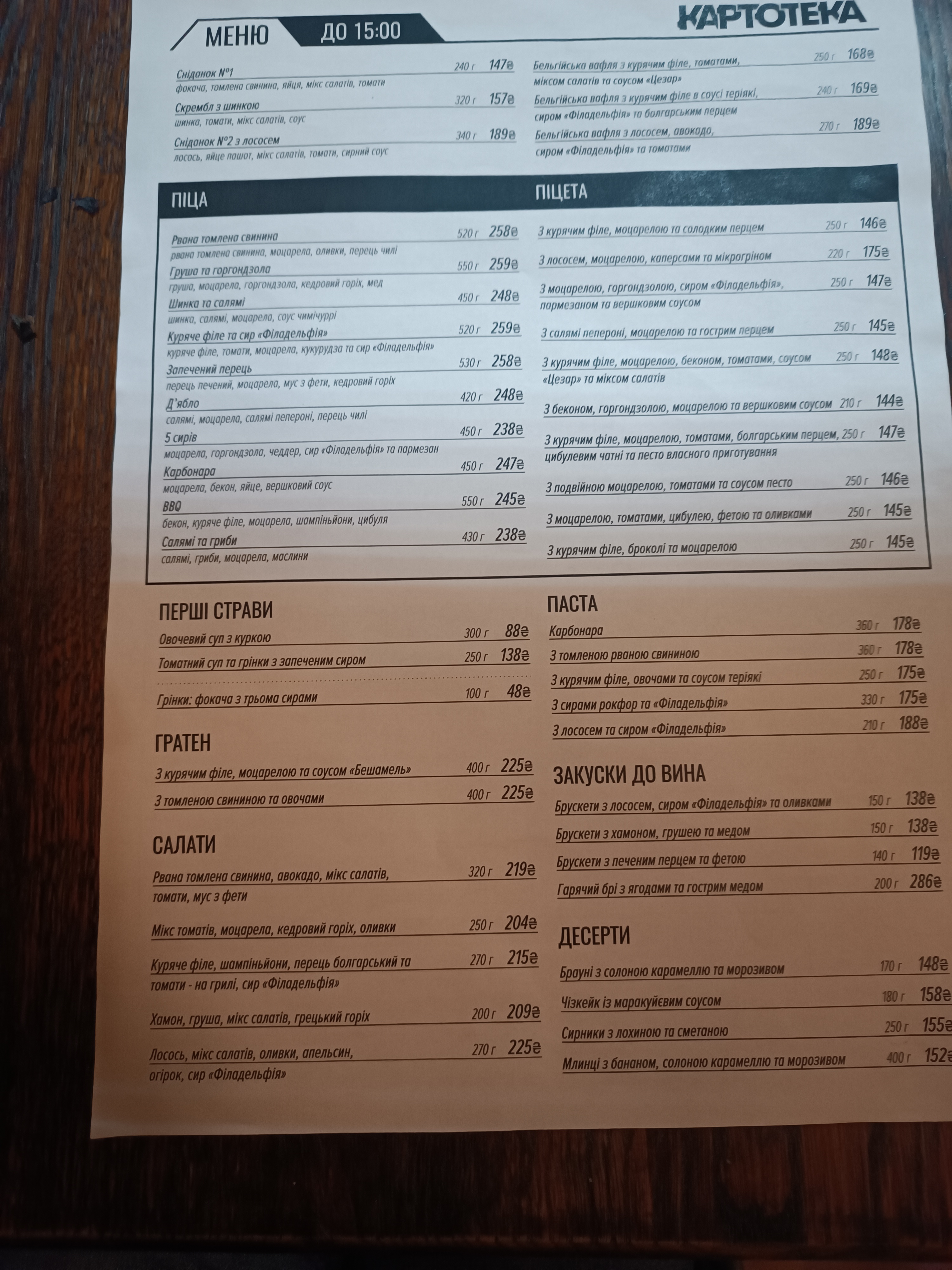 КАРТОТЕКА піца/вино/документи menu 4