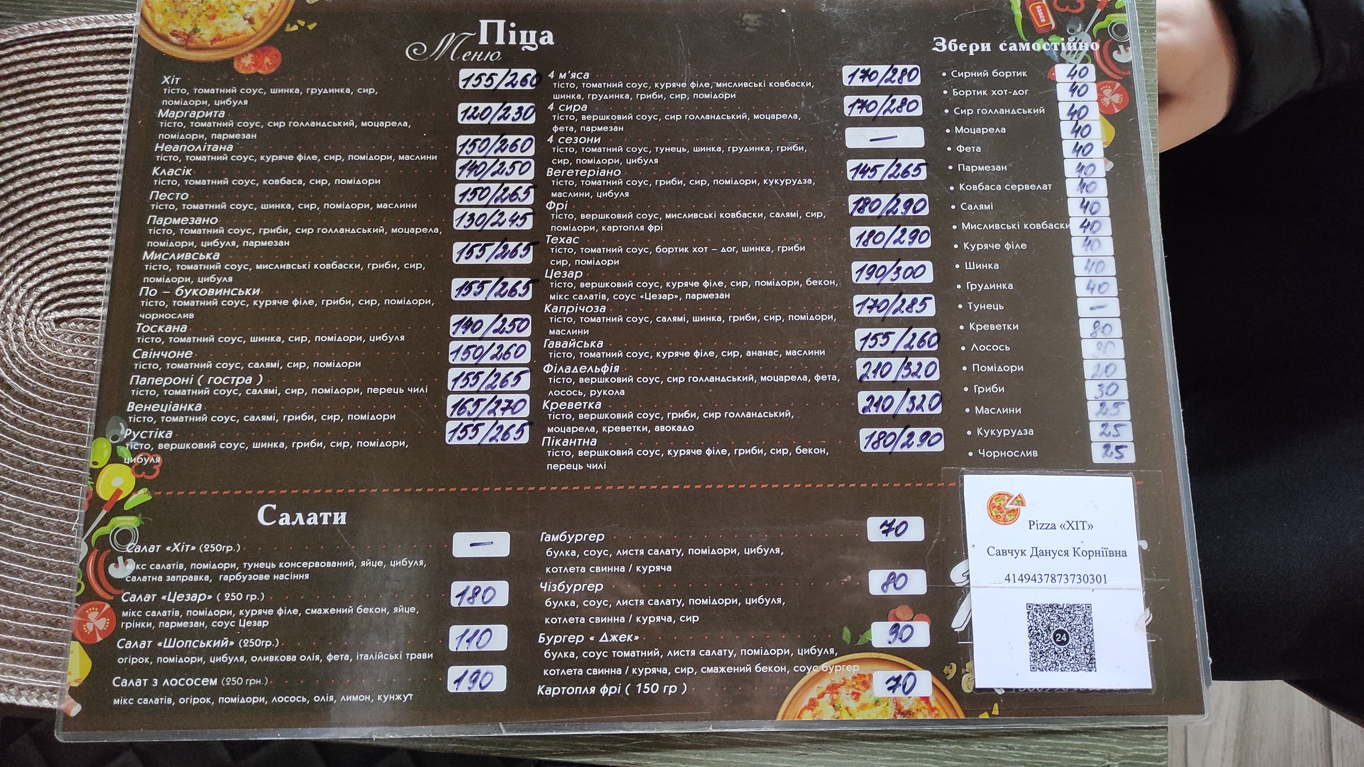 Pizza XIT menu 1