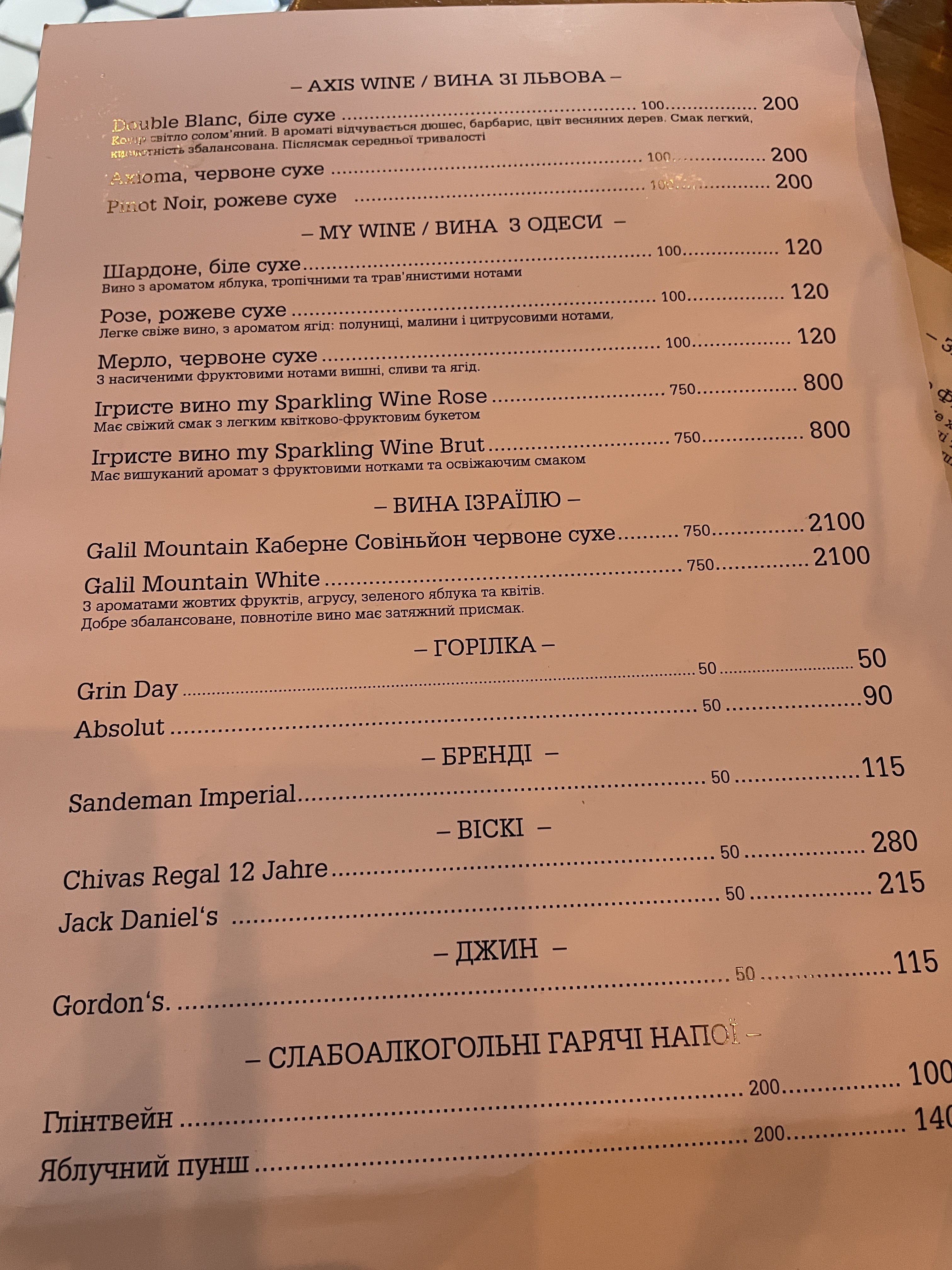 Rita Steinberg menu 1