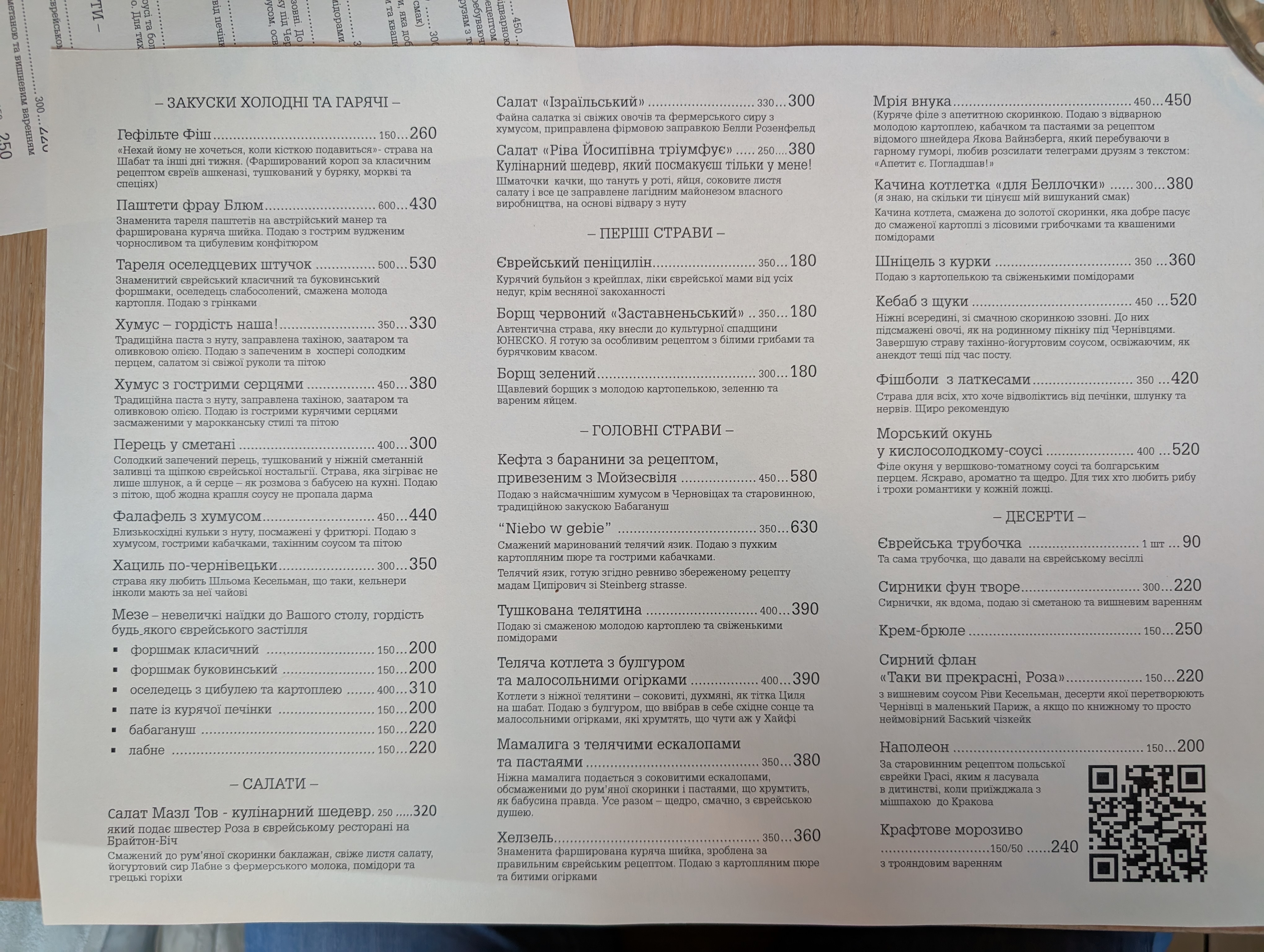Rita Steinberg menu 2