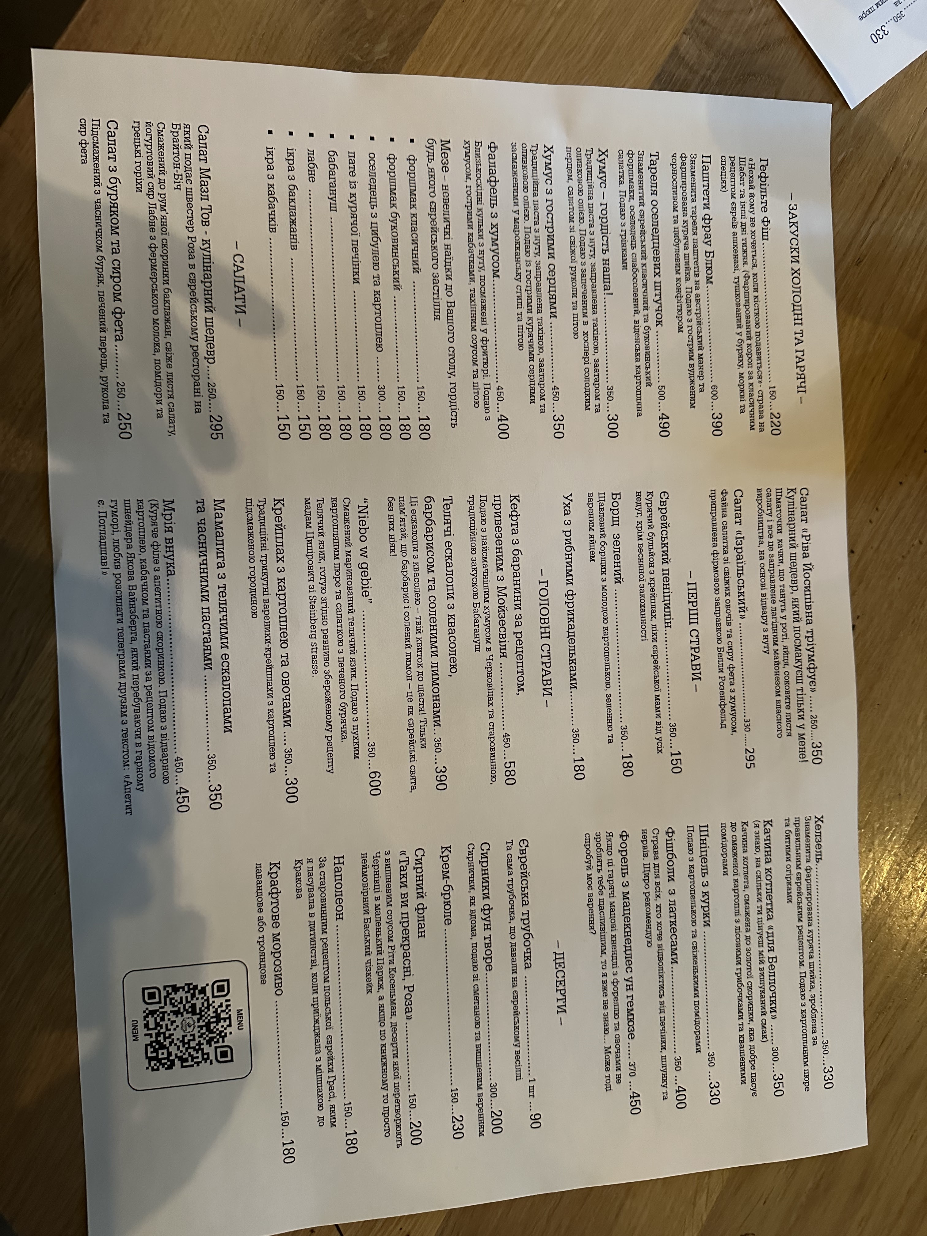 Rita Steinberg menu 7