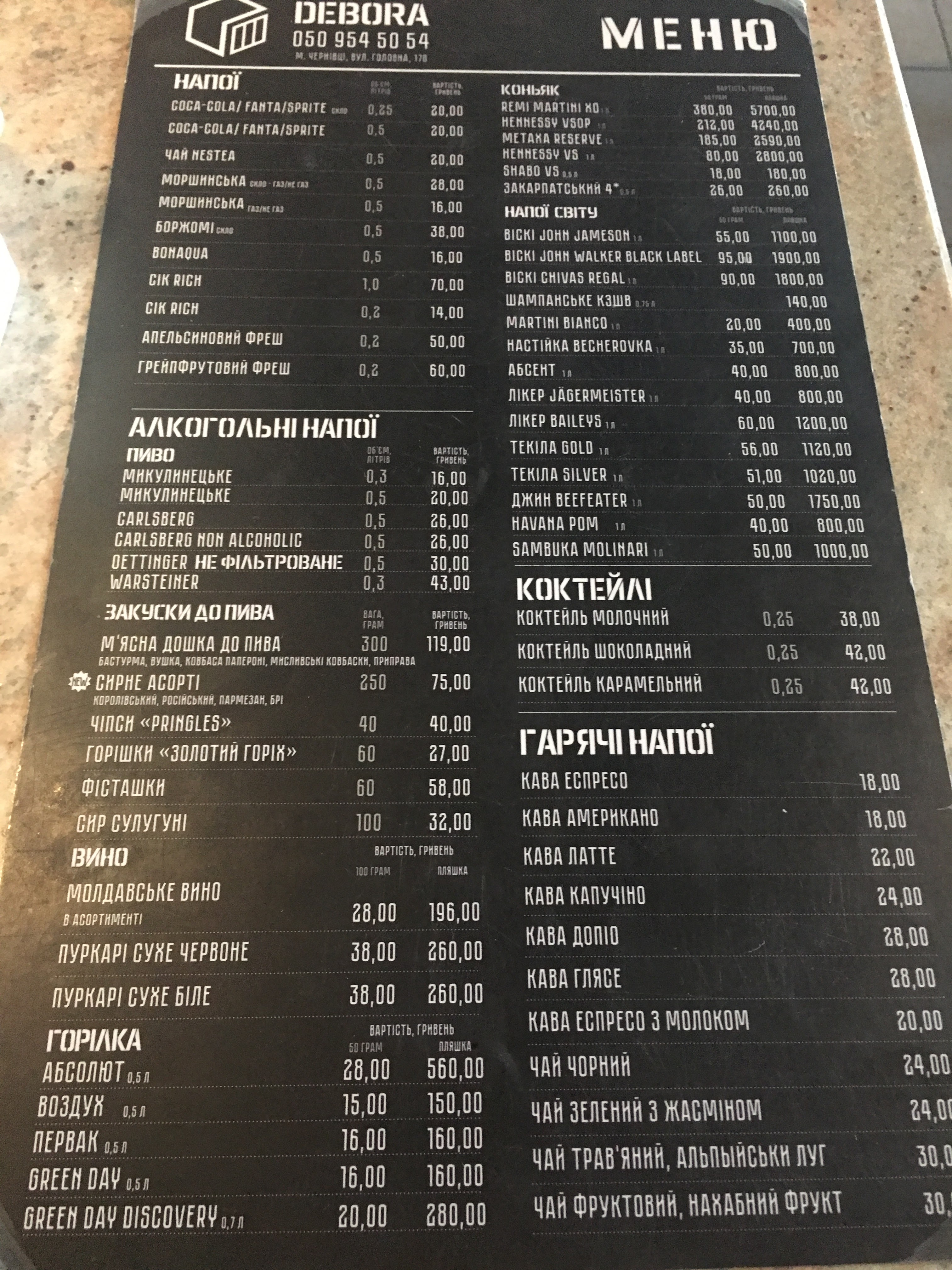 DEBORA menu 7