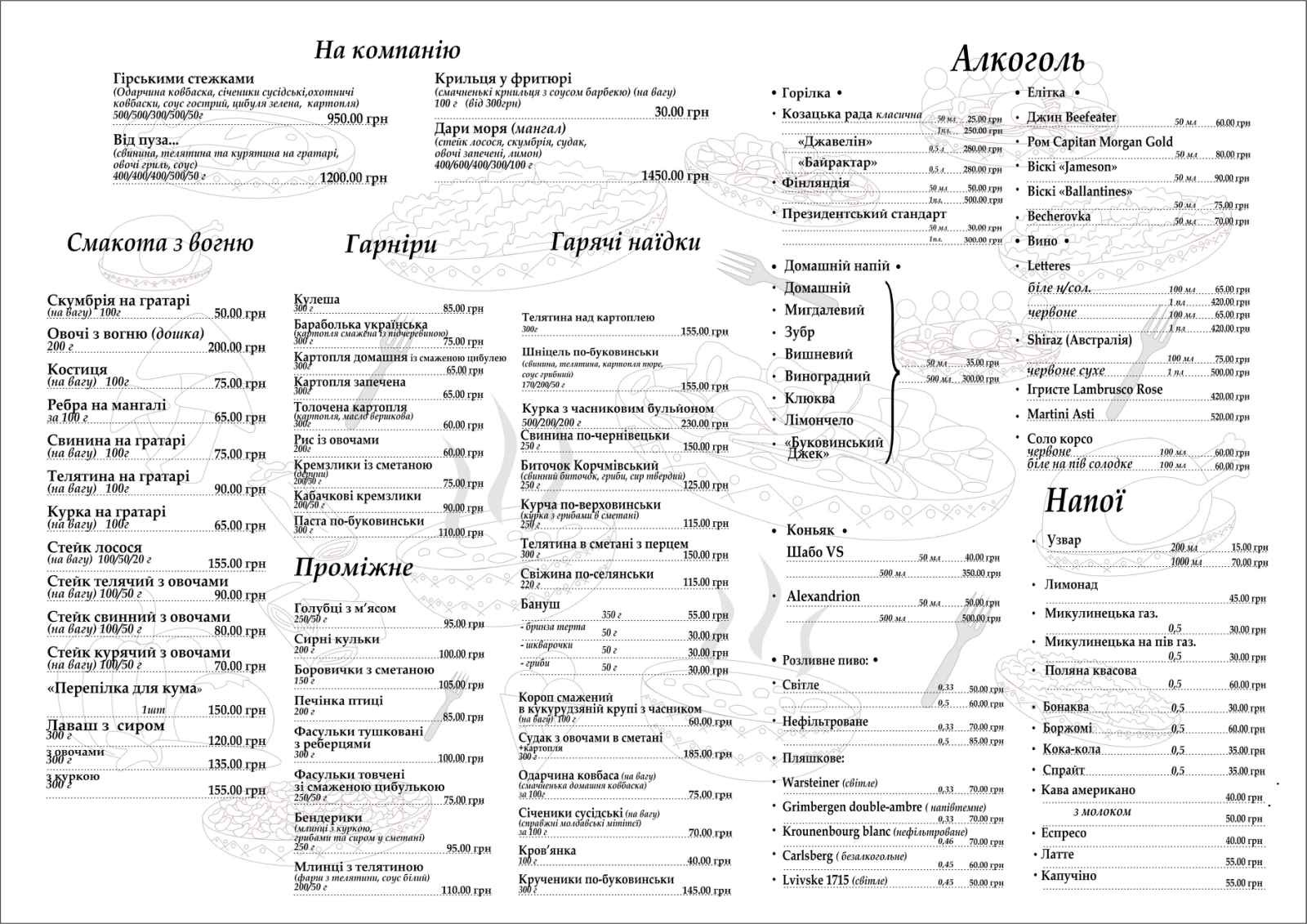 Zolota Shkvarochka menu 7