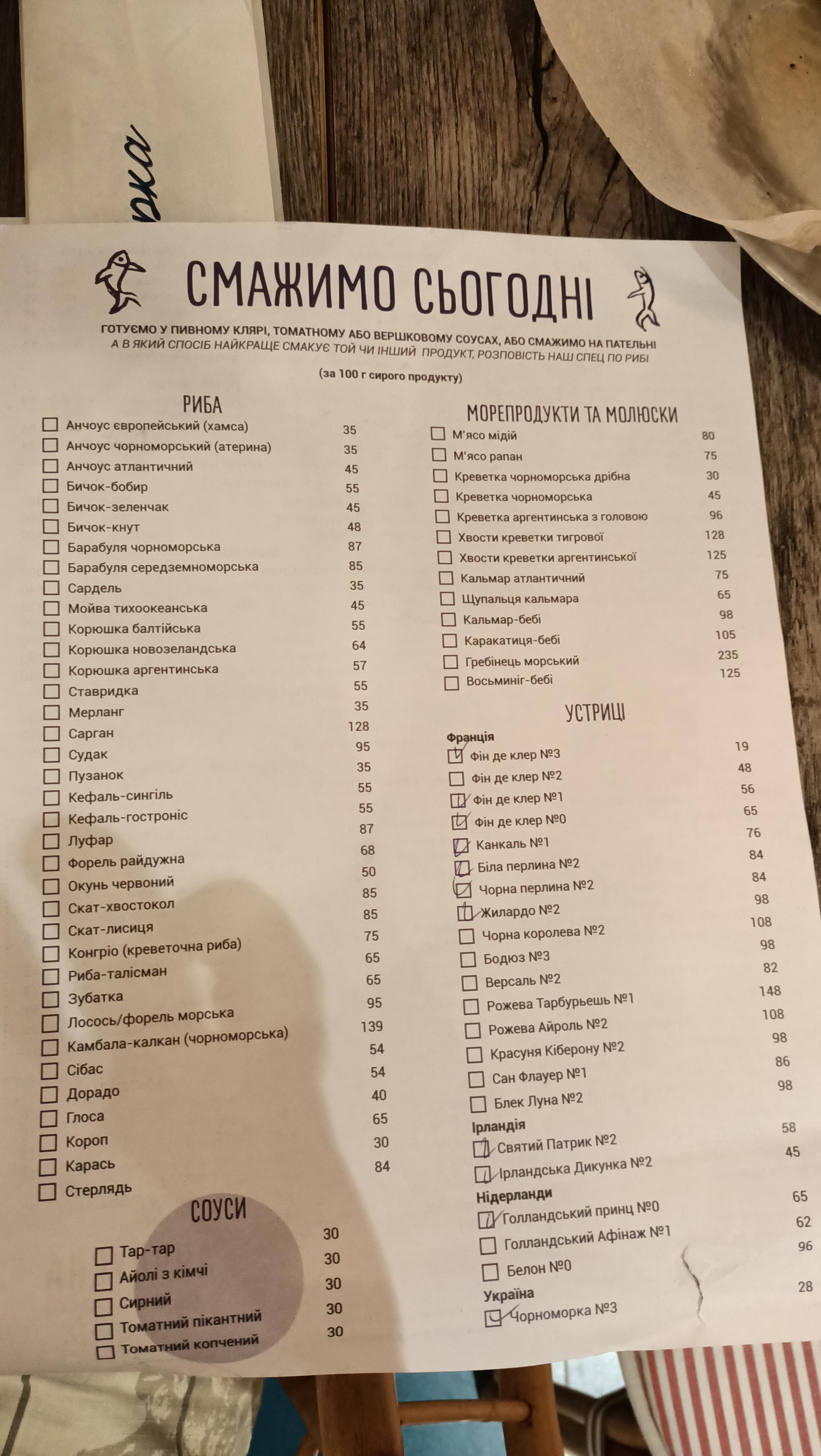Чорноморка menu 5
