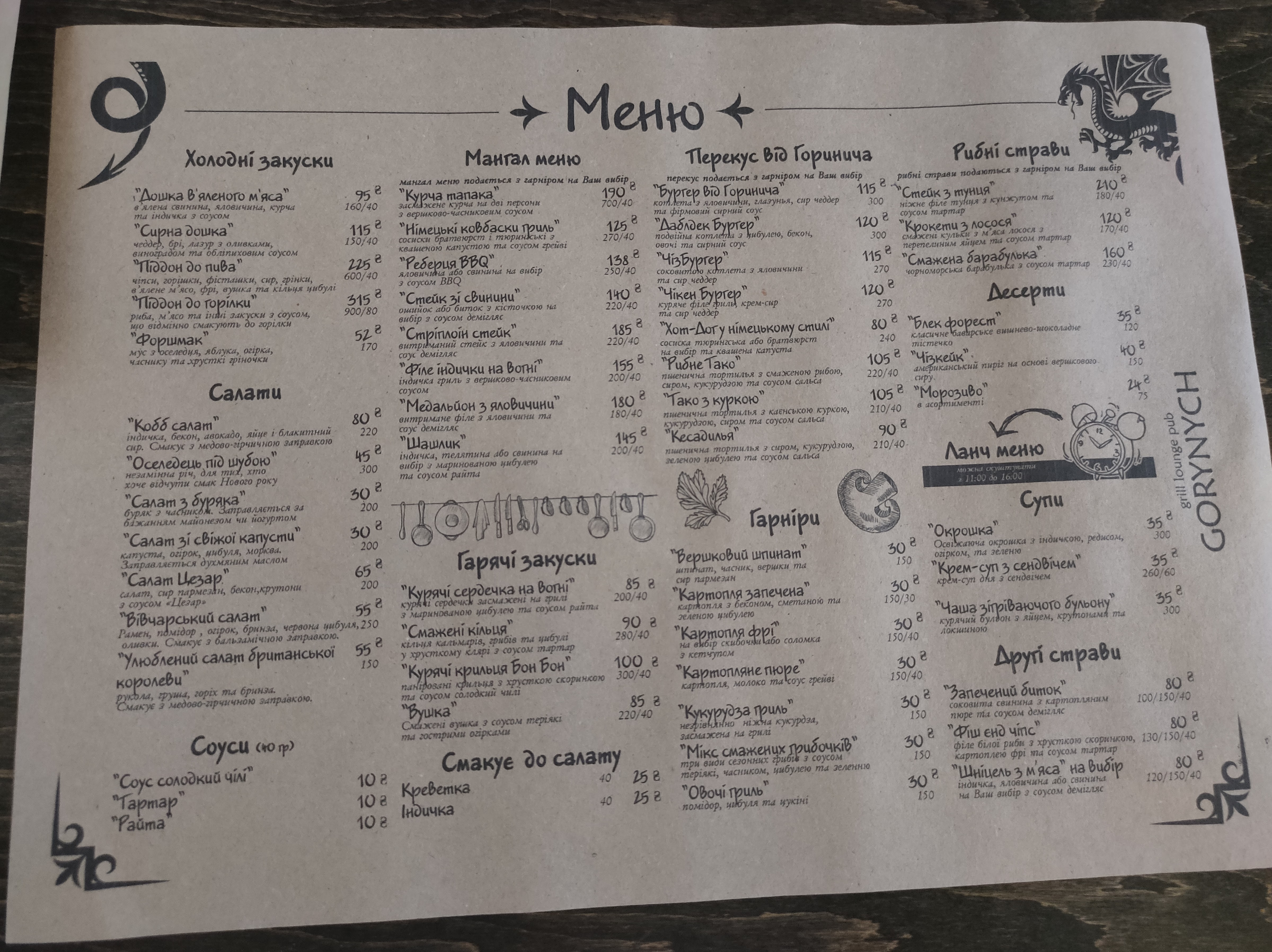 Art-Pub Gorynych menu 5