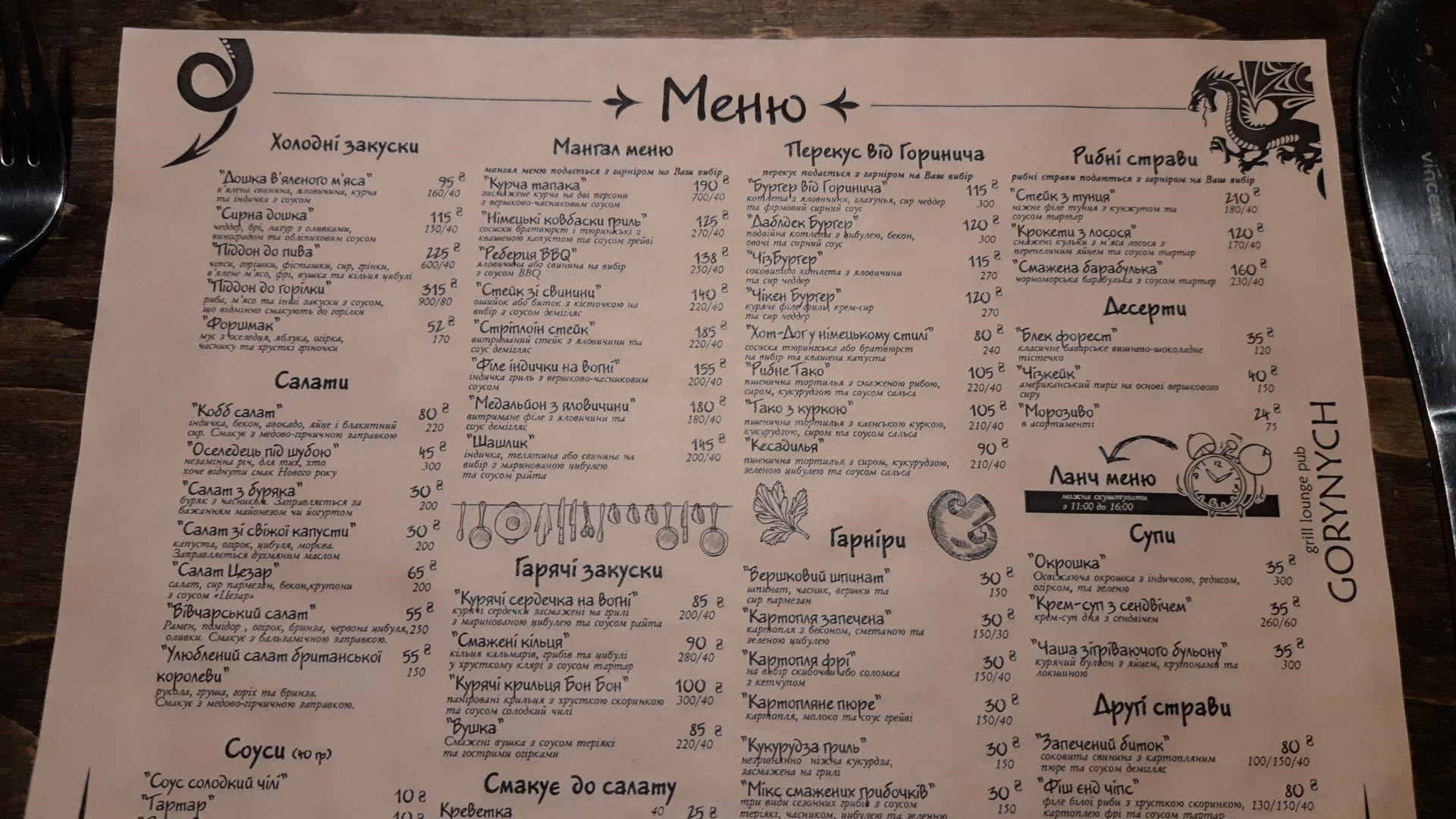 Art-Pub Gorynych menu 7