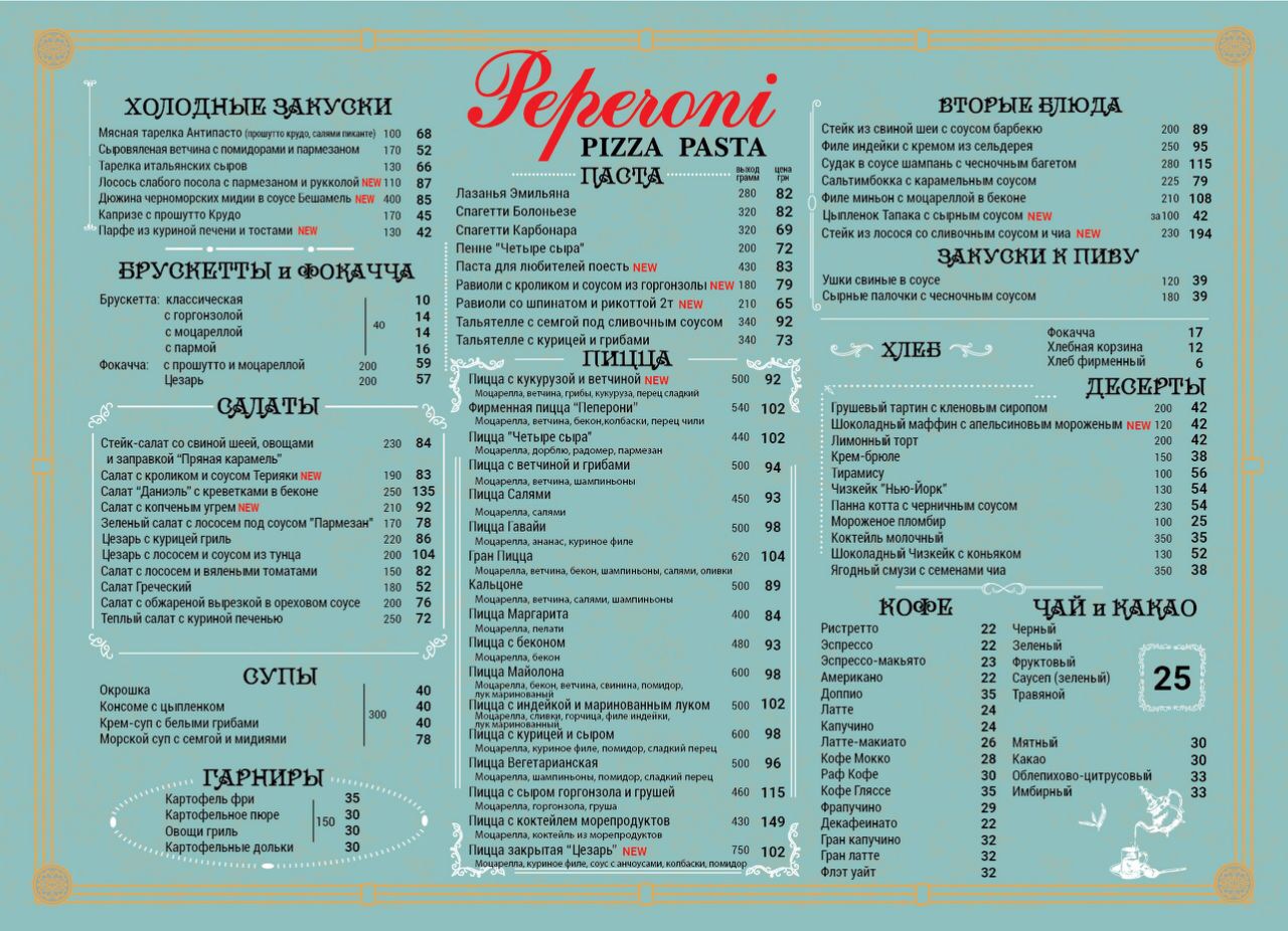 Peperoni menu 8