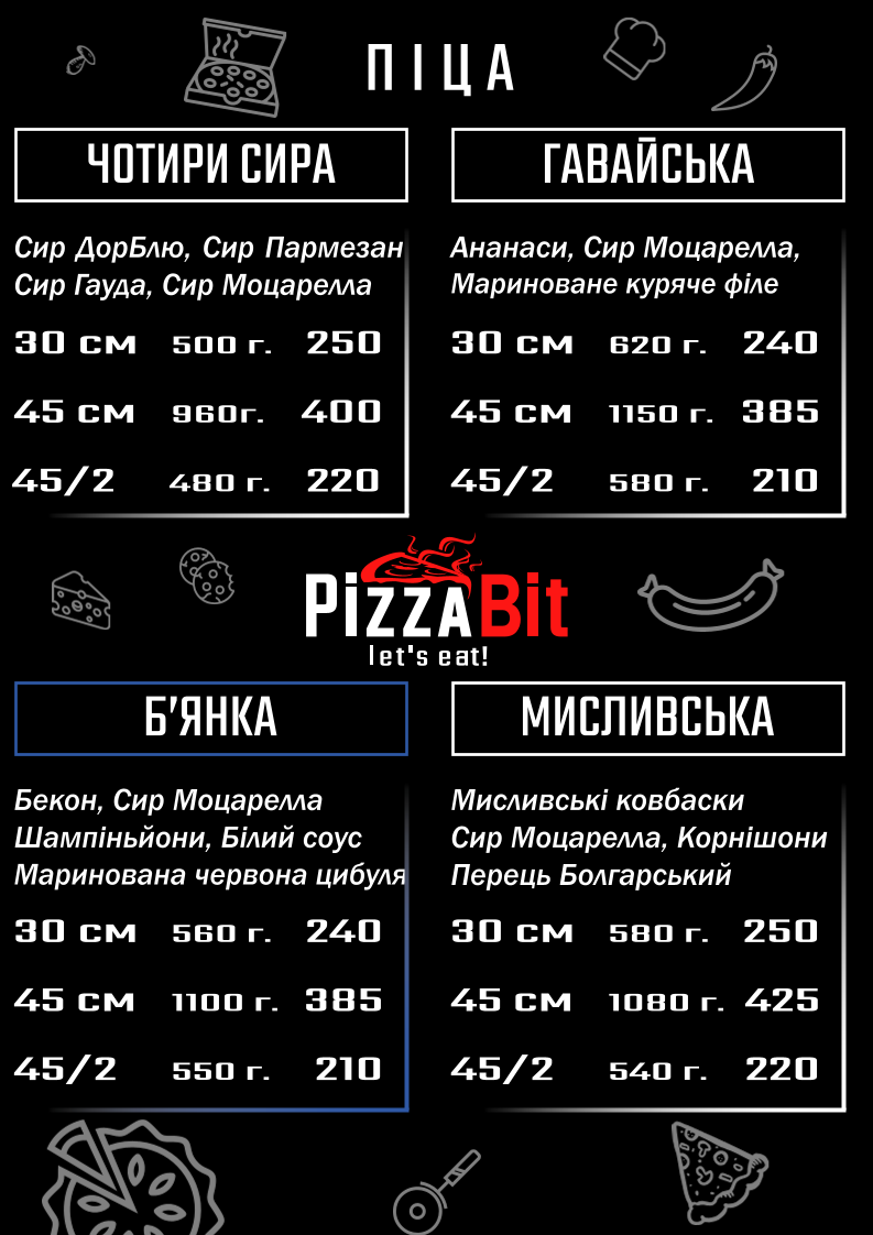 PizzaBit - let's eat! menu 1