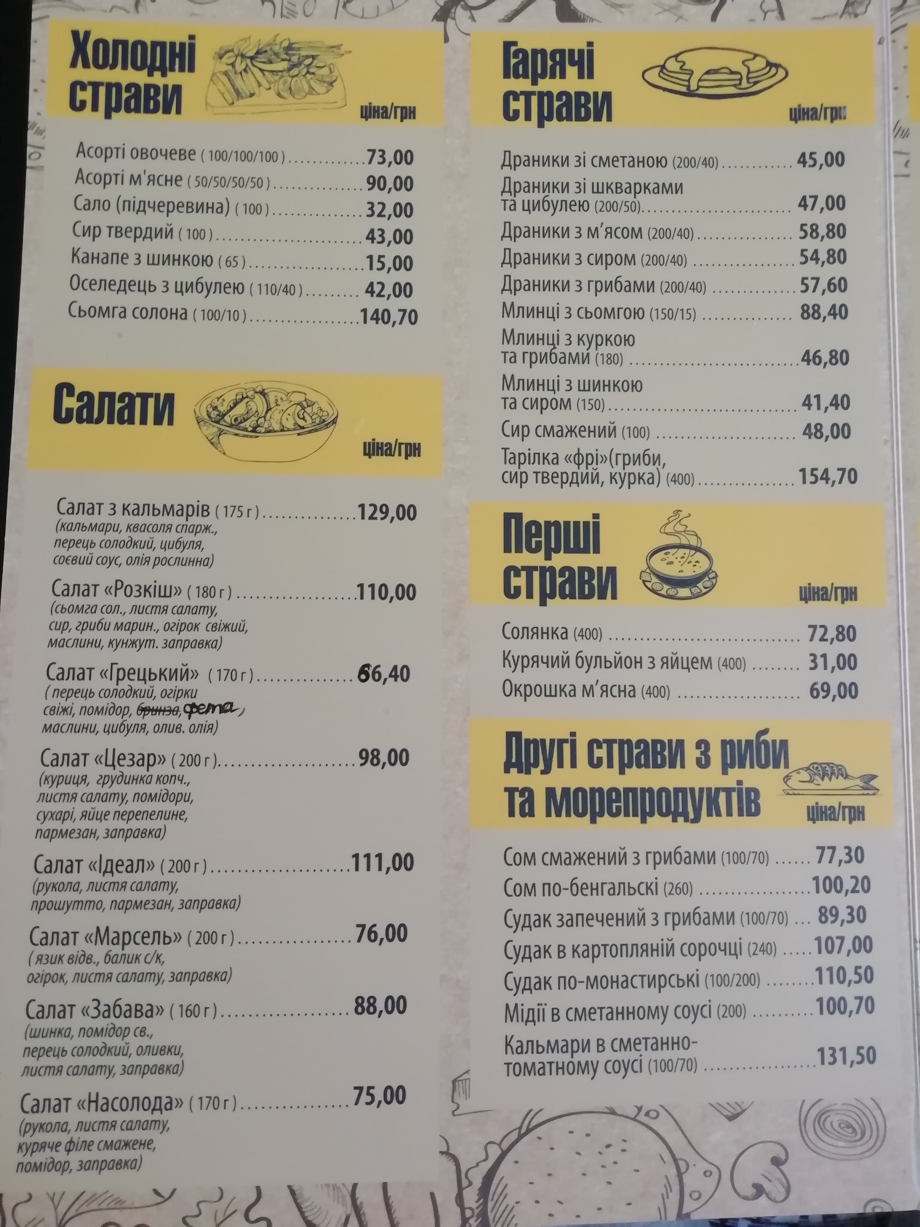 Mandaryn menu 2