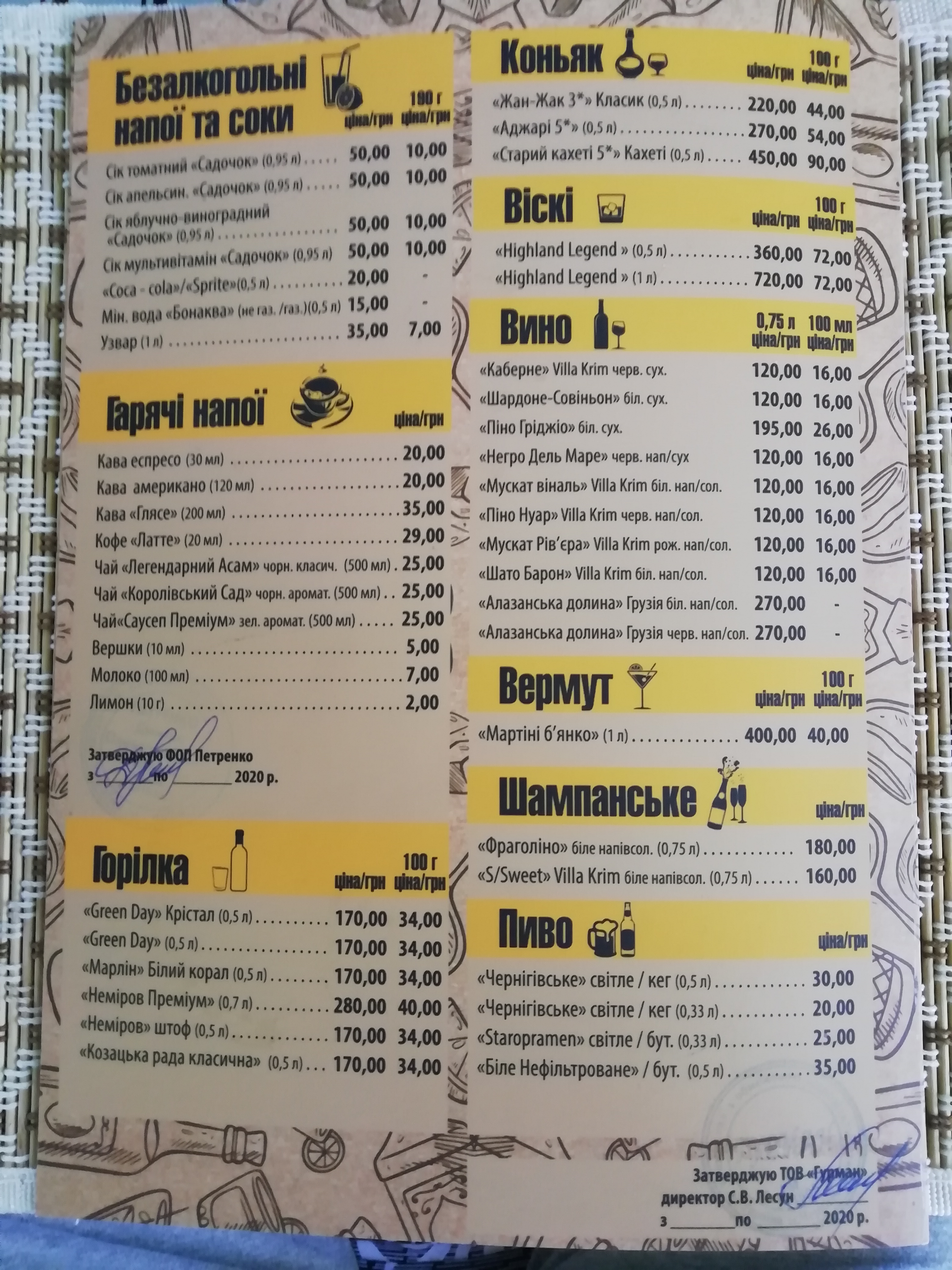 Mandaryn menu 3