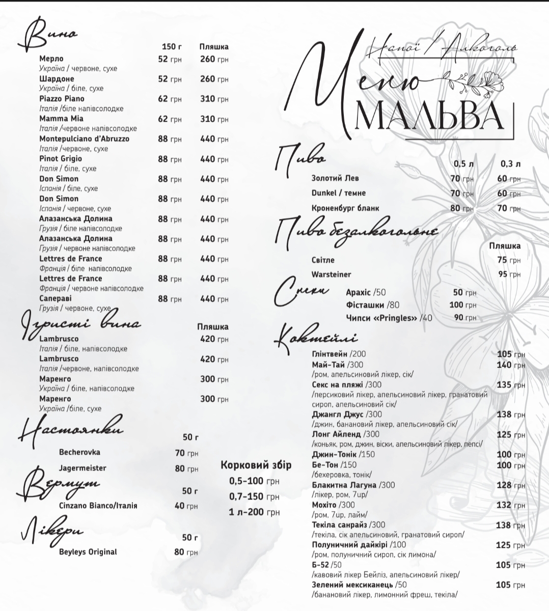 Ресторан Мальва menu 2