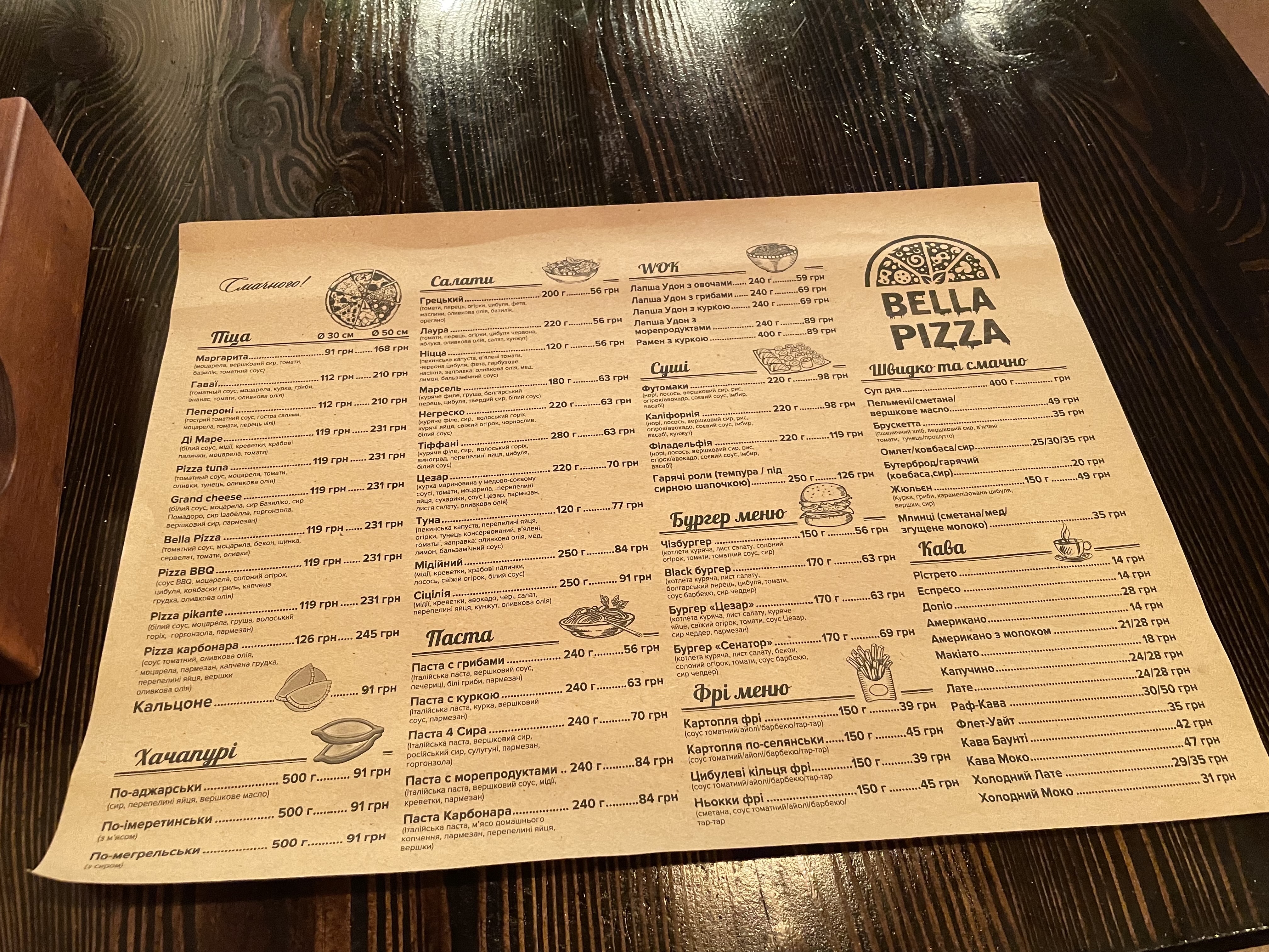 Bella Pizza menu 1