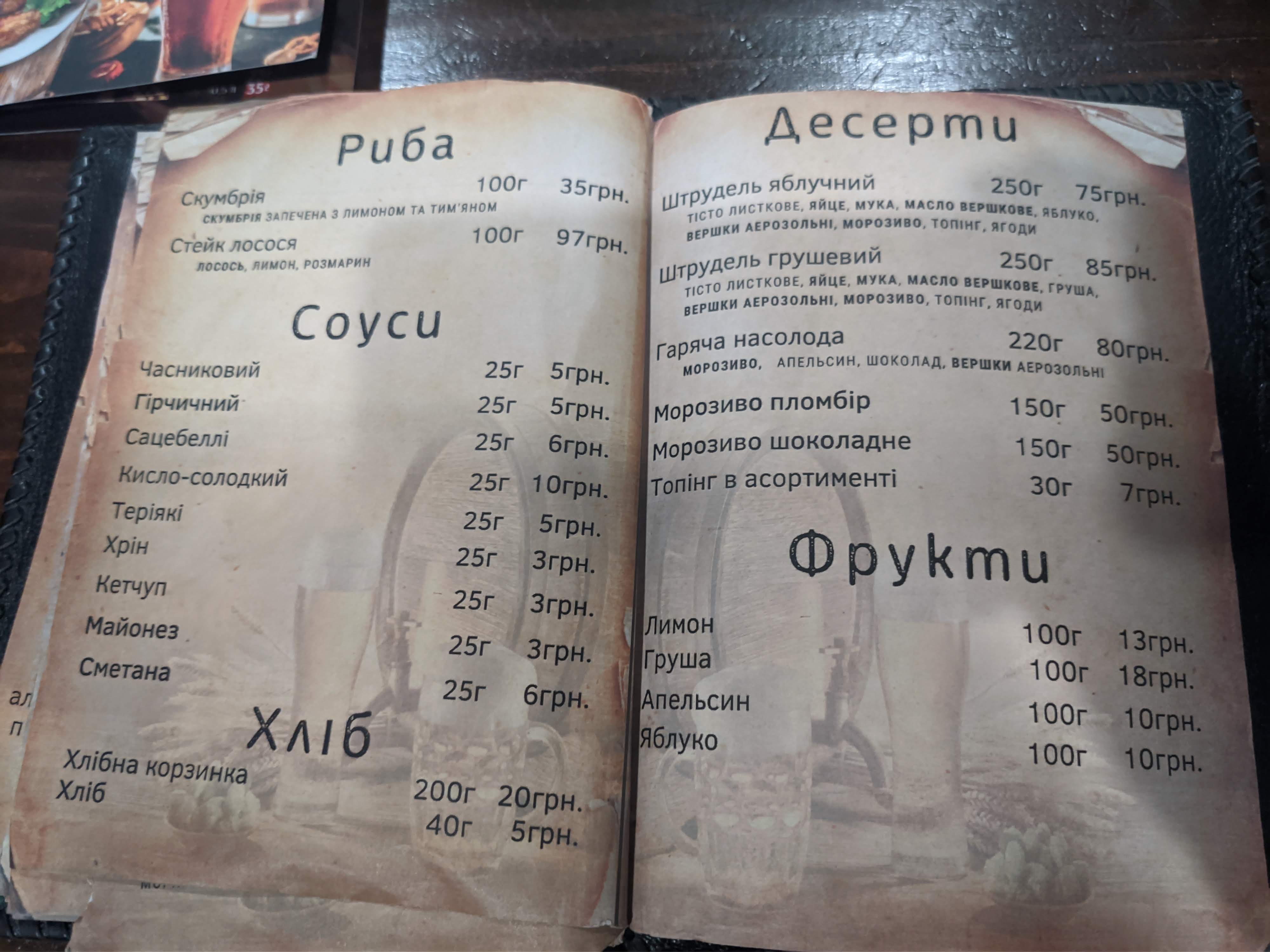 Veselyy Khokhol menu 2