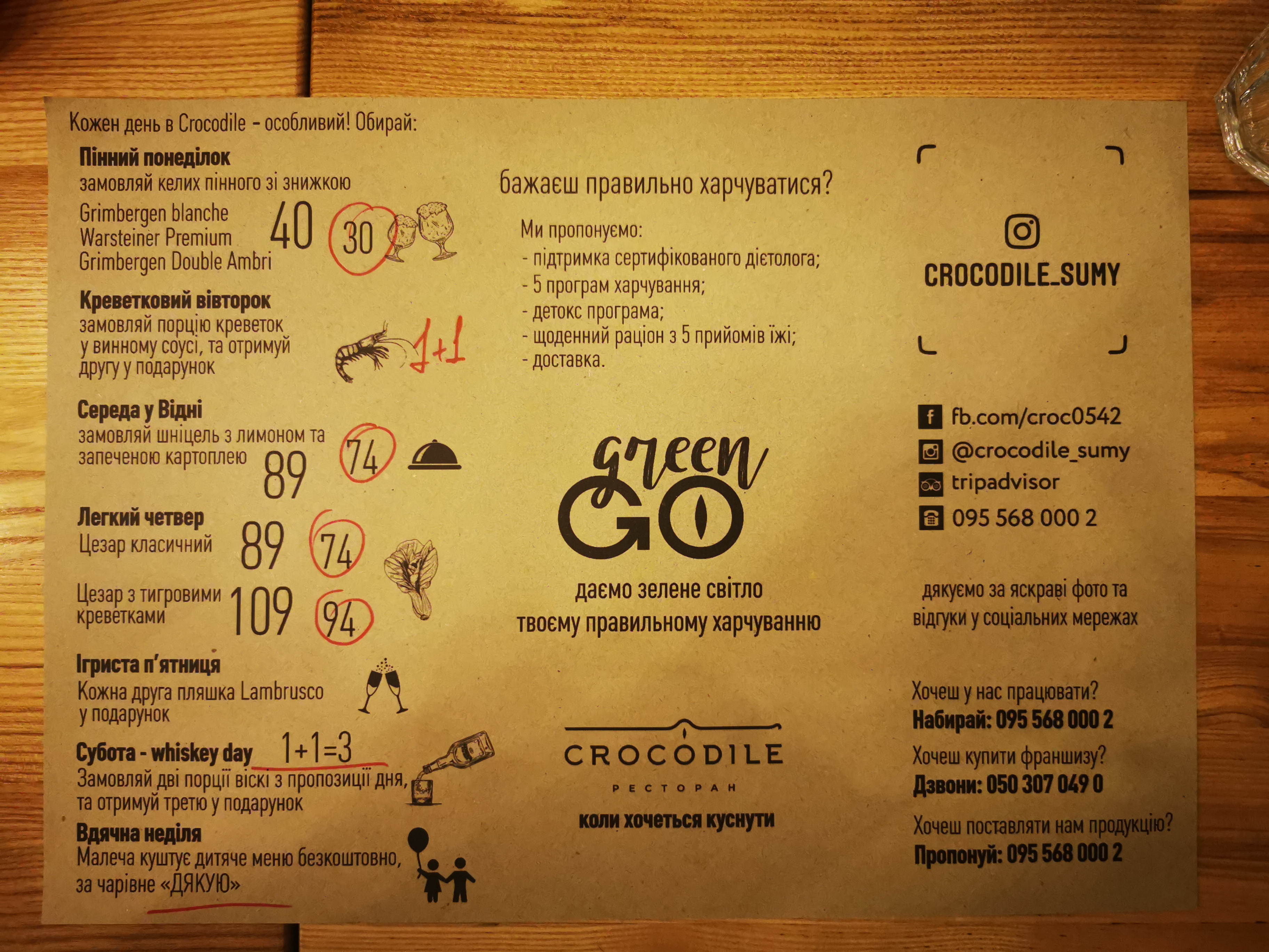 Crocodile menu 4