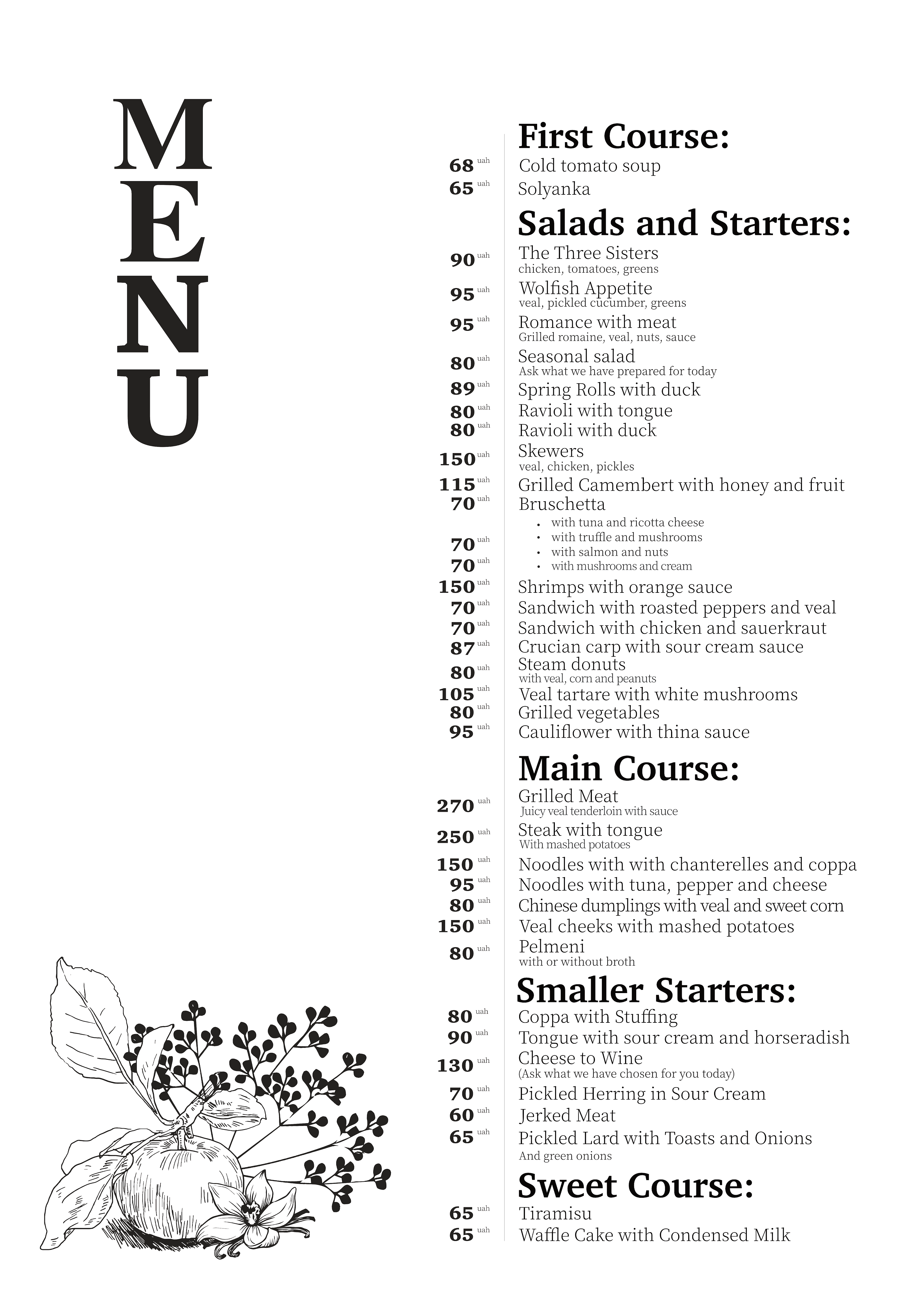 Che`s Cafe menu 2