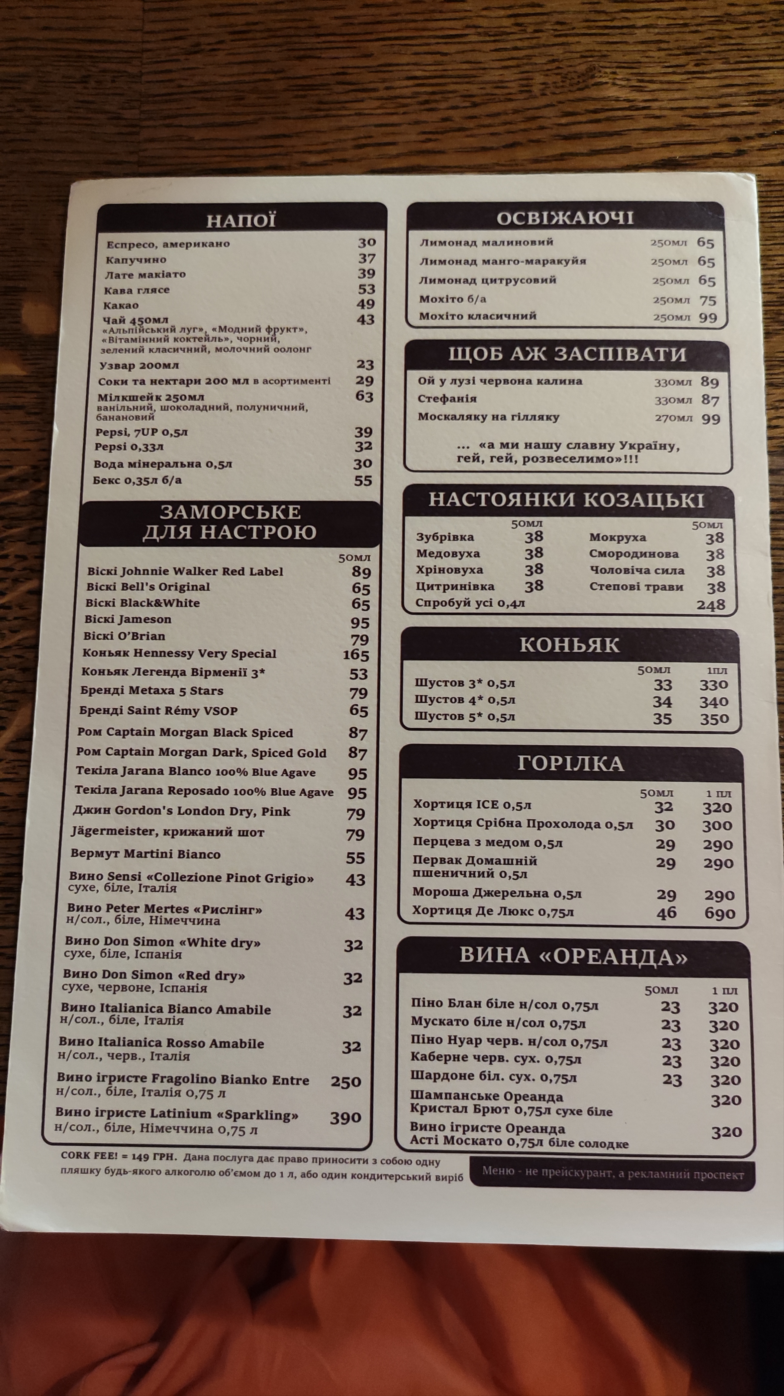 Kozatsʹka Brovarnya menu 3