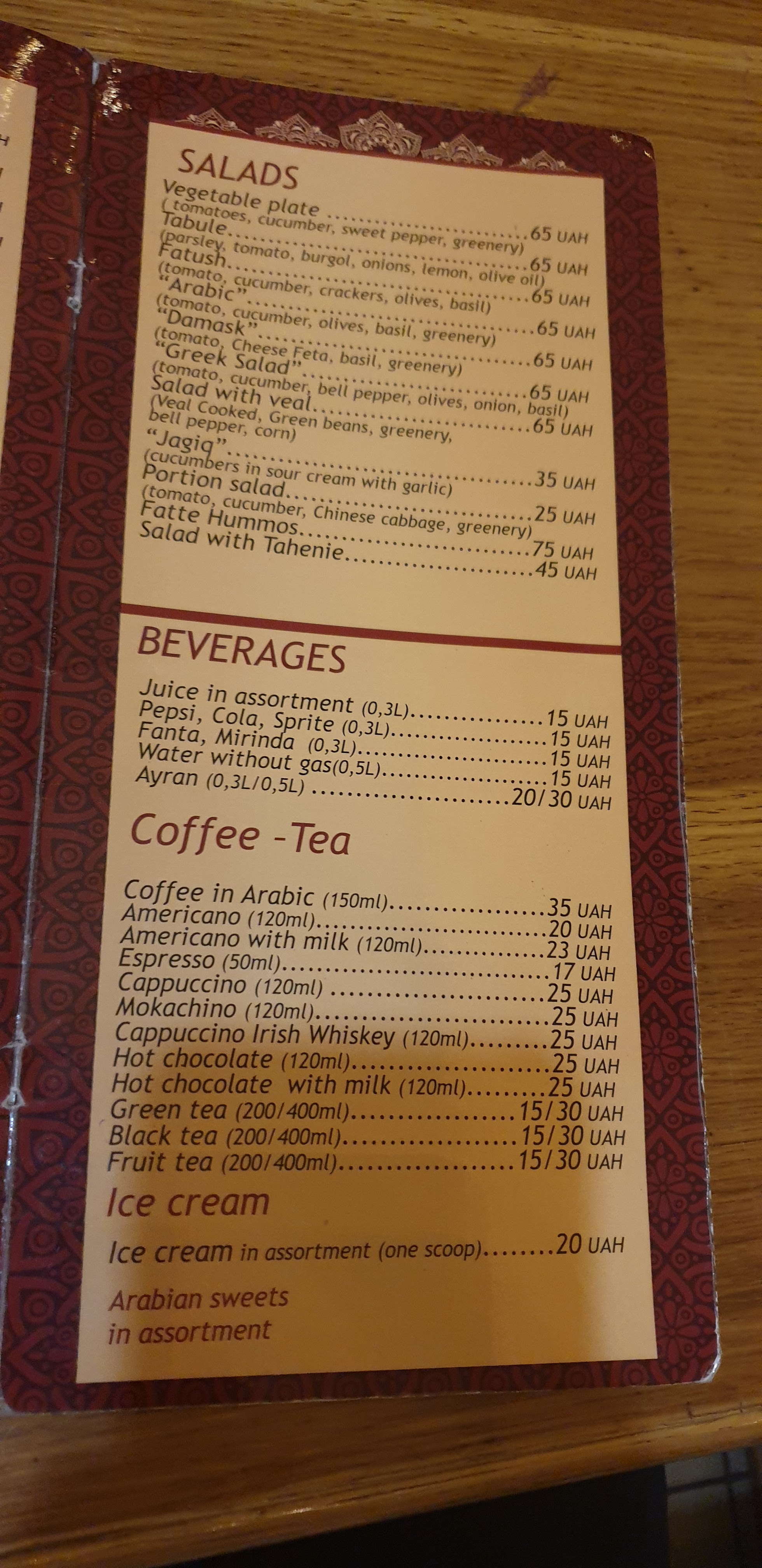 Damas menu 6