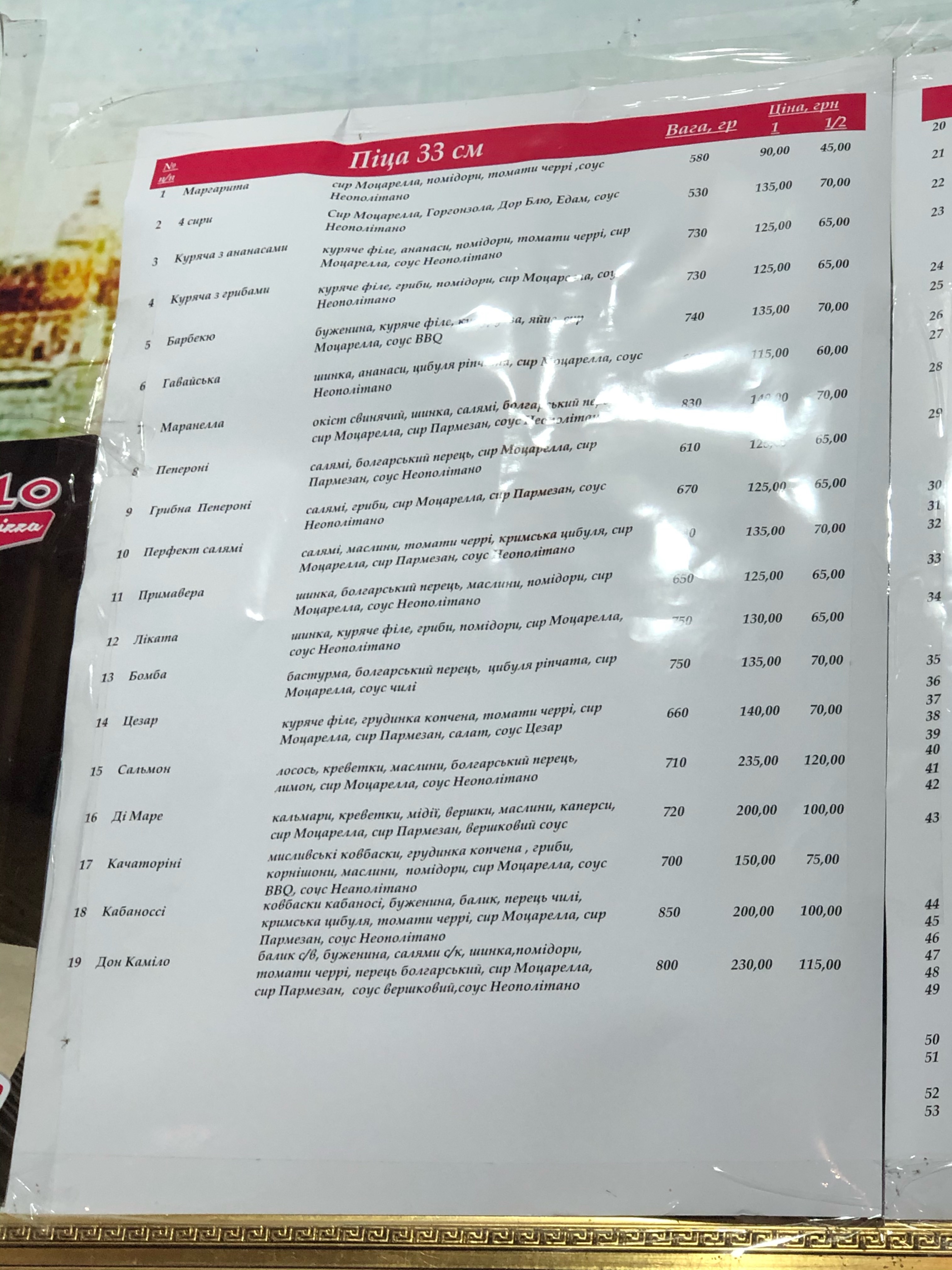 Maranello menu 2