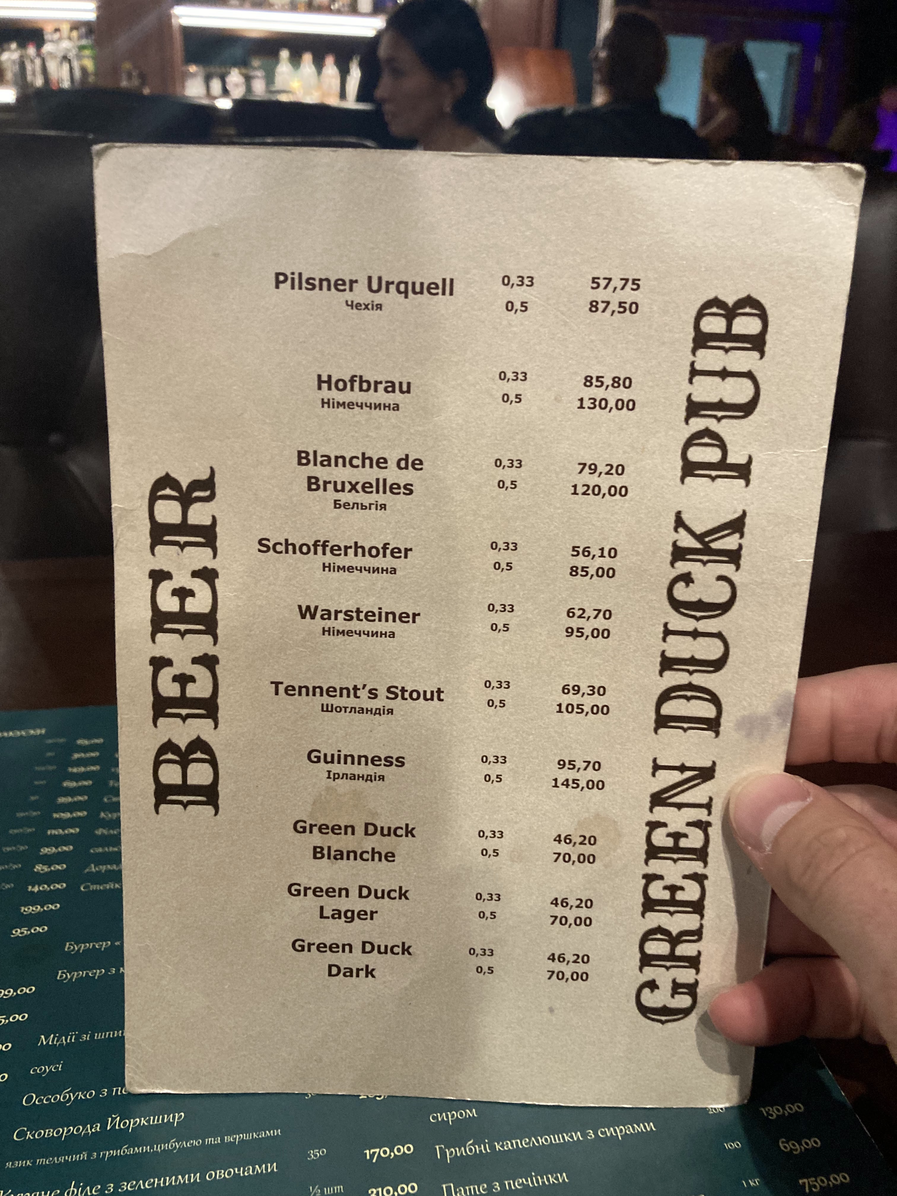 Green Duck Pub & Hotel menu 12
