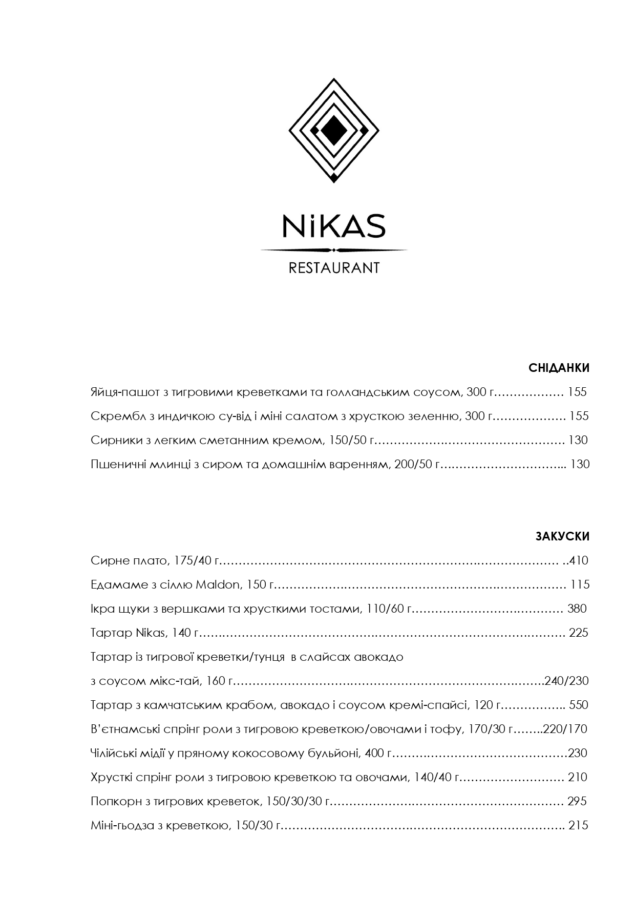 Nikas Restaurant menu 4