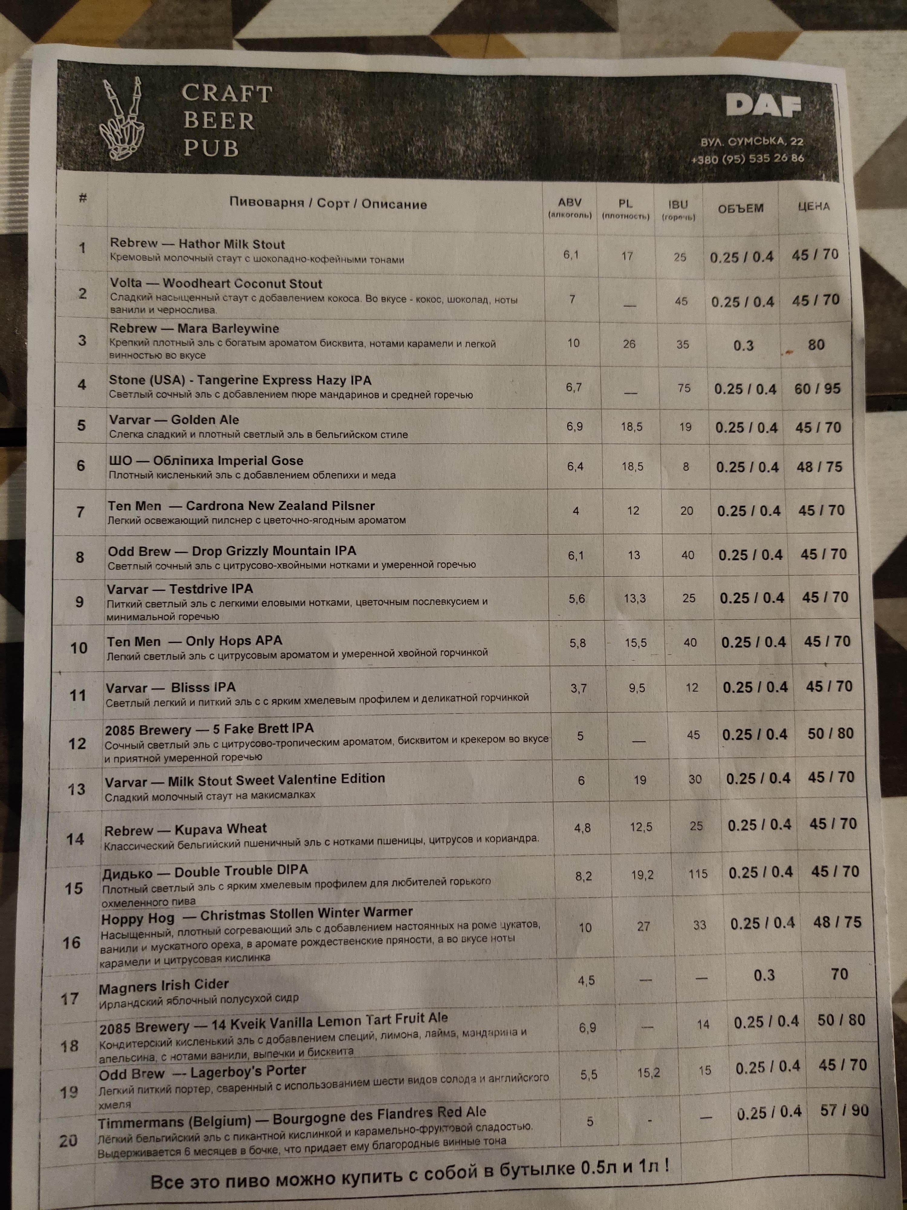 Daf Pub menu 6