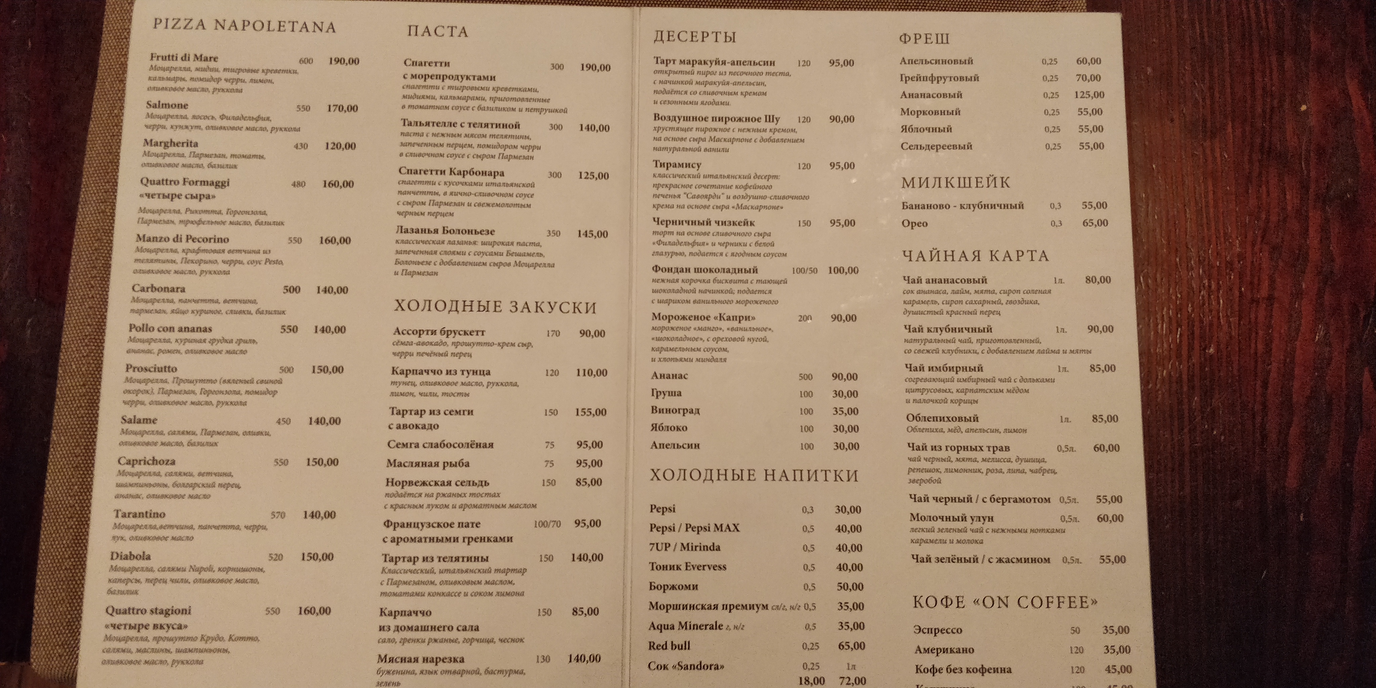 Capri Pizza menu 1