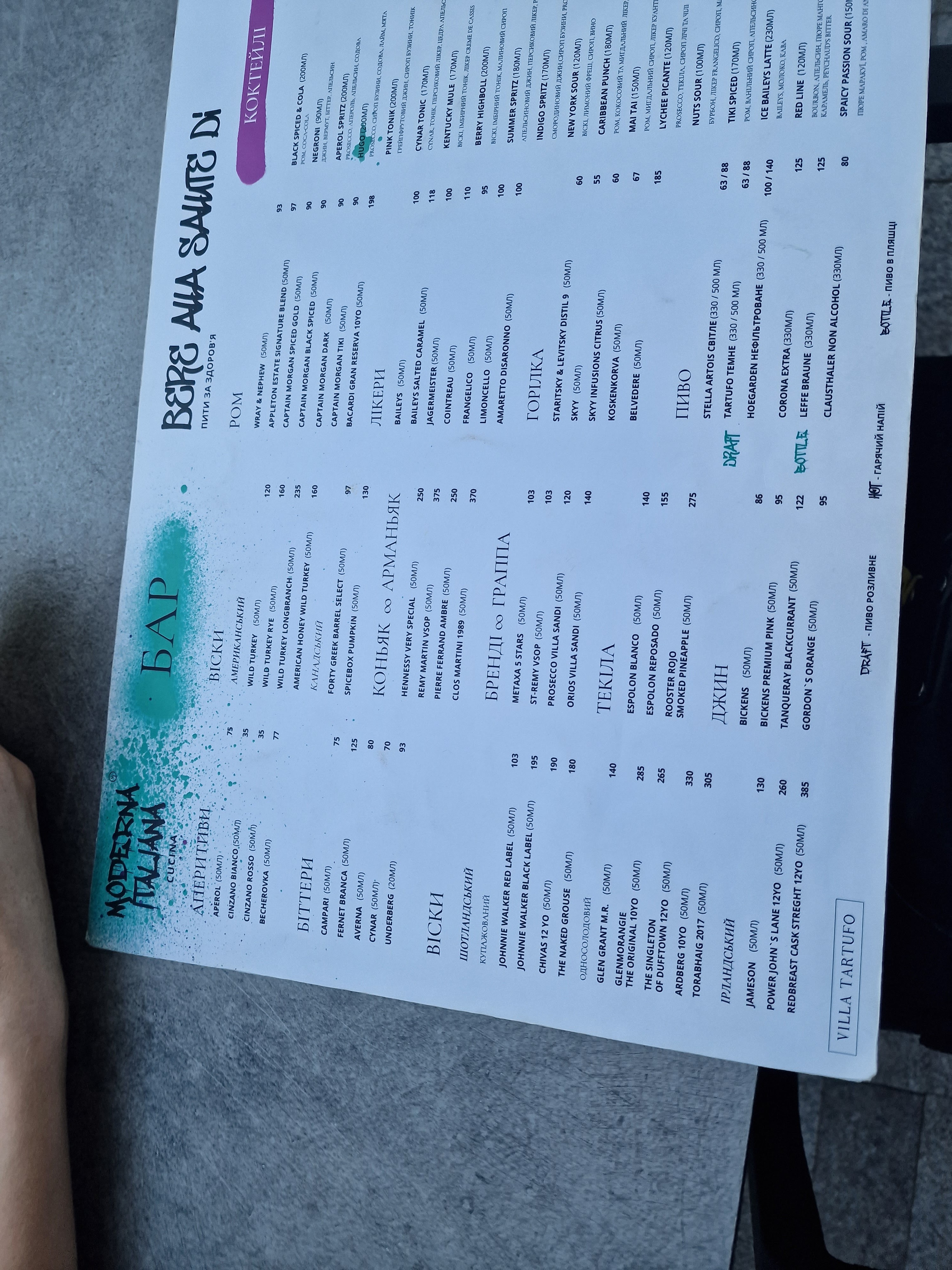 Villa Tartufo menu 9
