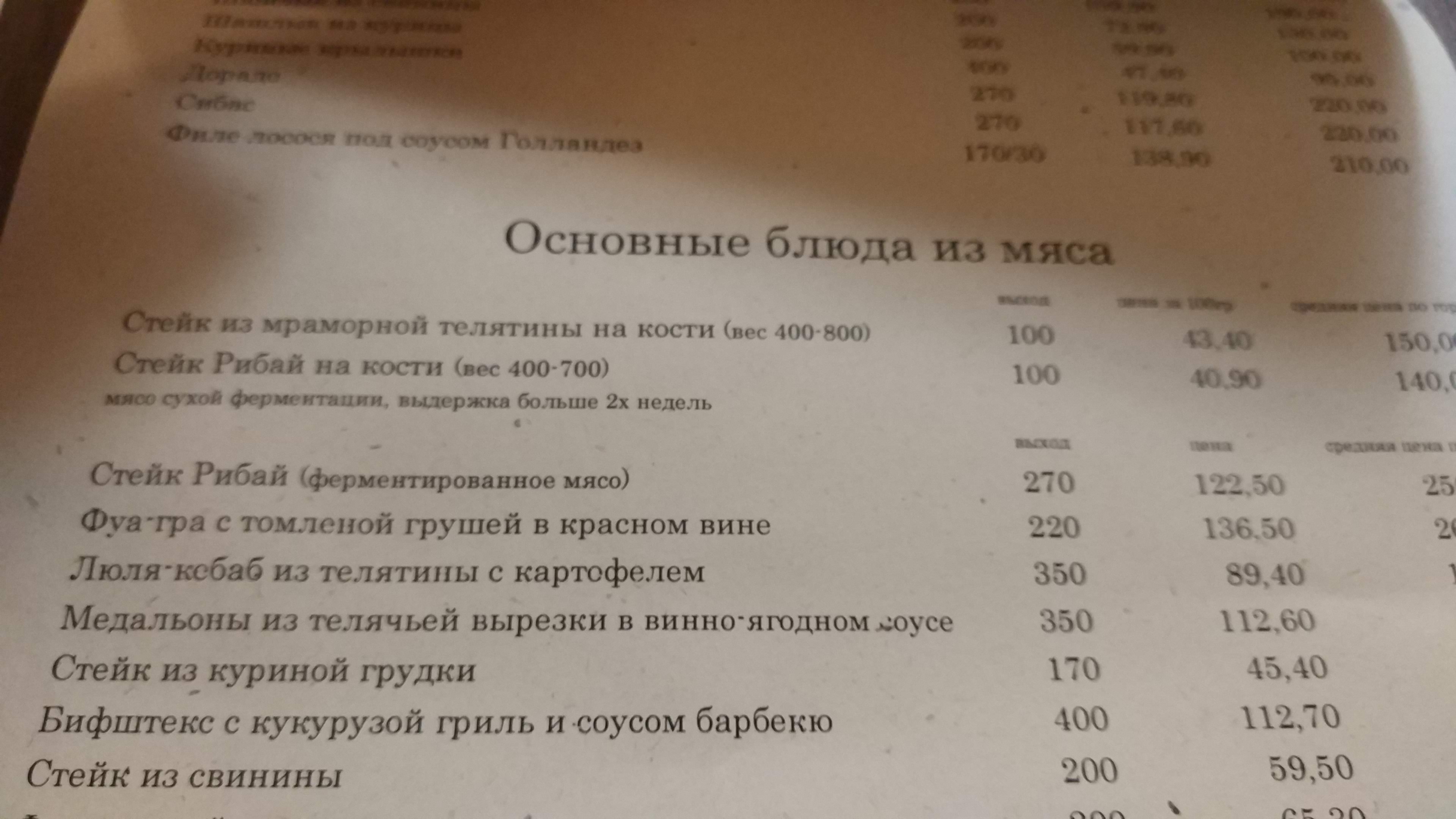 True Price menu 9