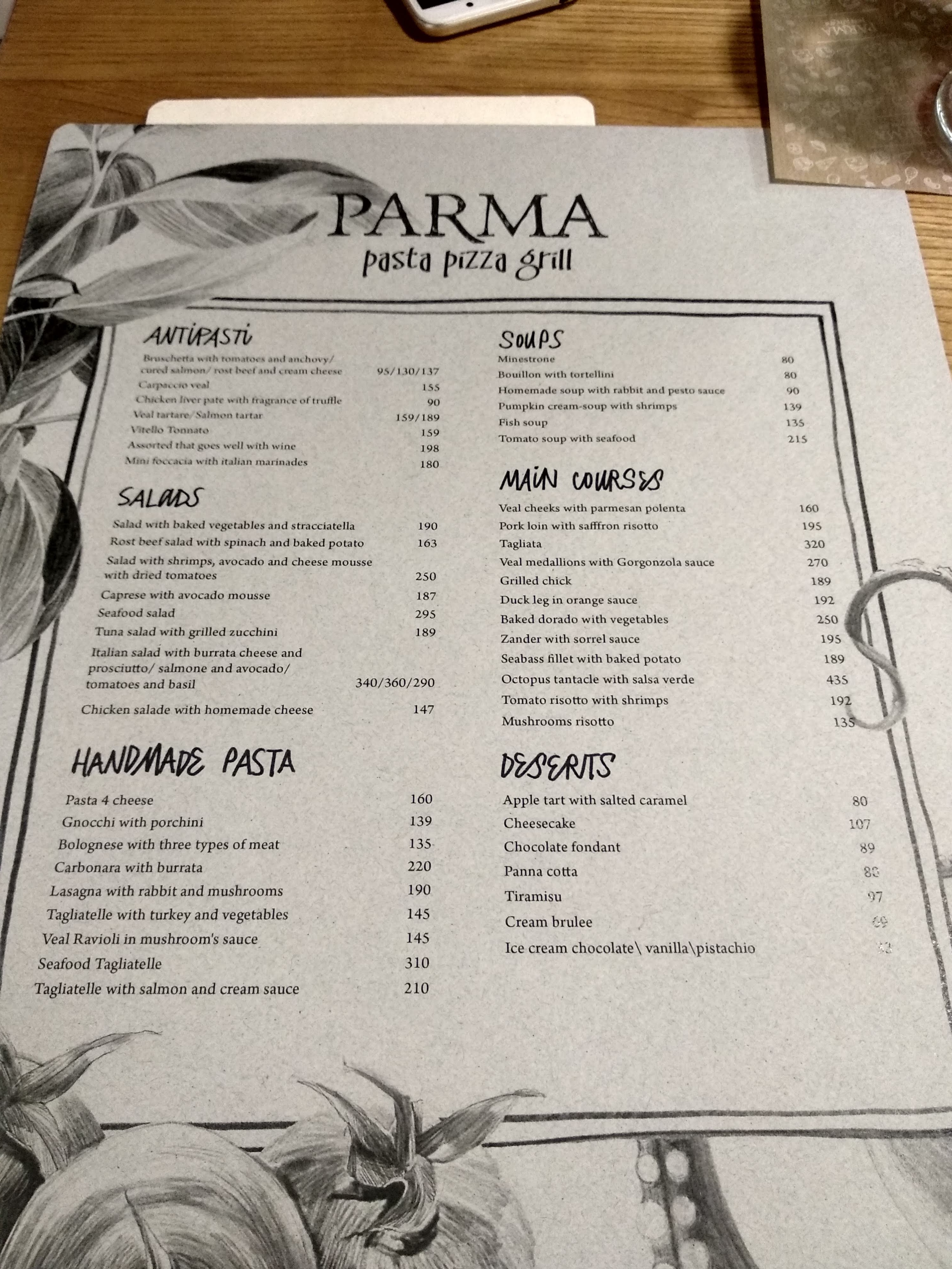 Parma, Independence Avenue menu 4