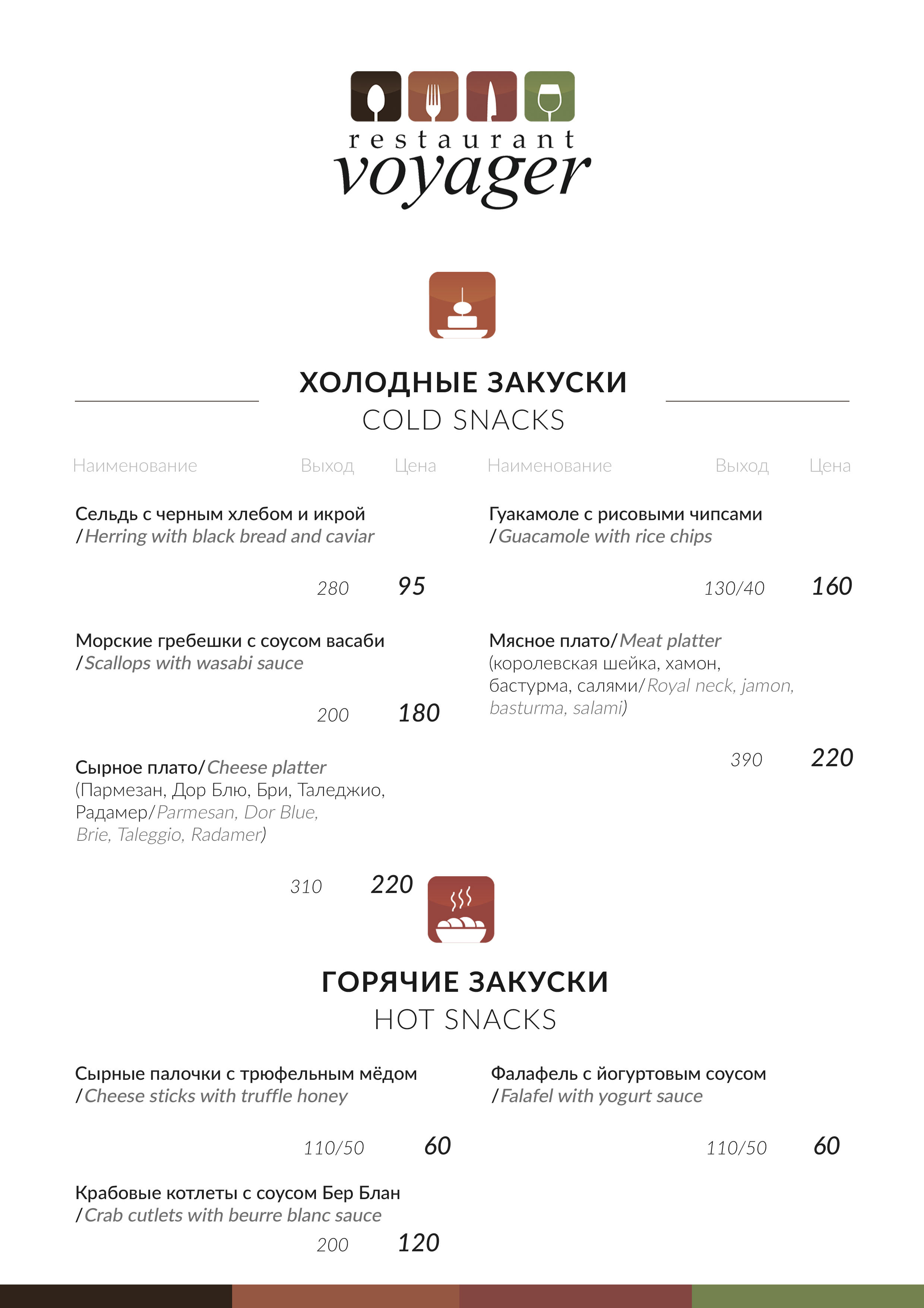 Voyager menu 2