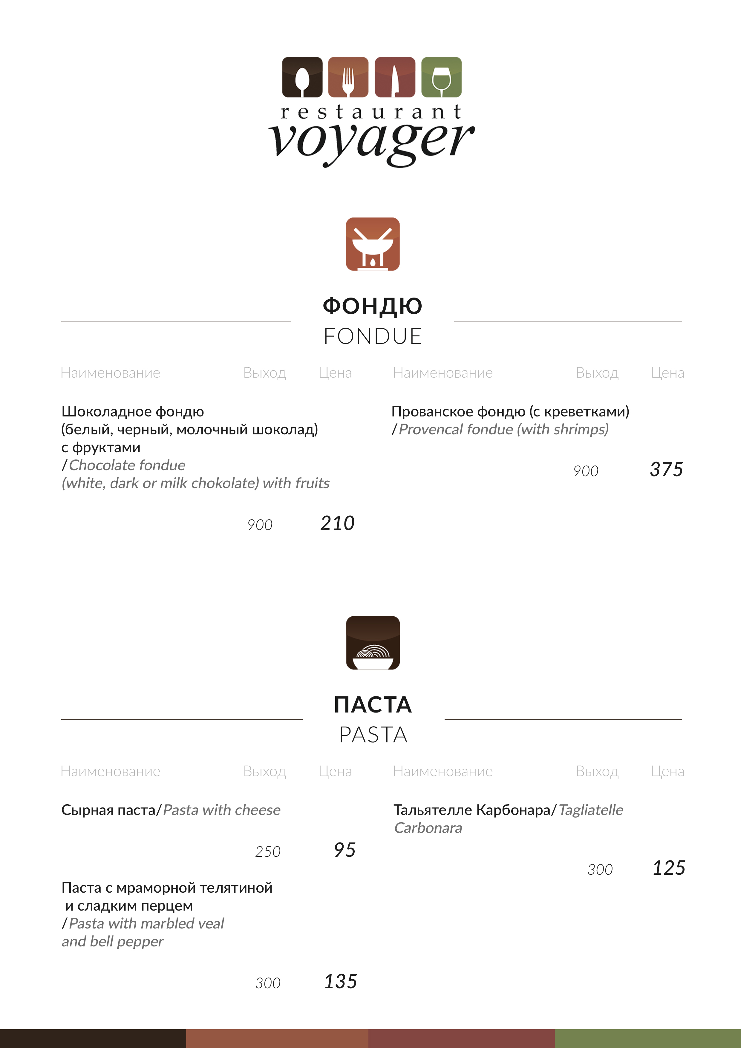 Voyager menu 3