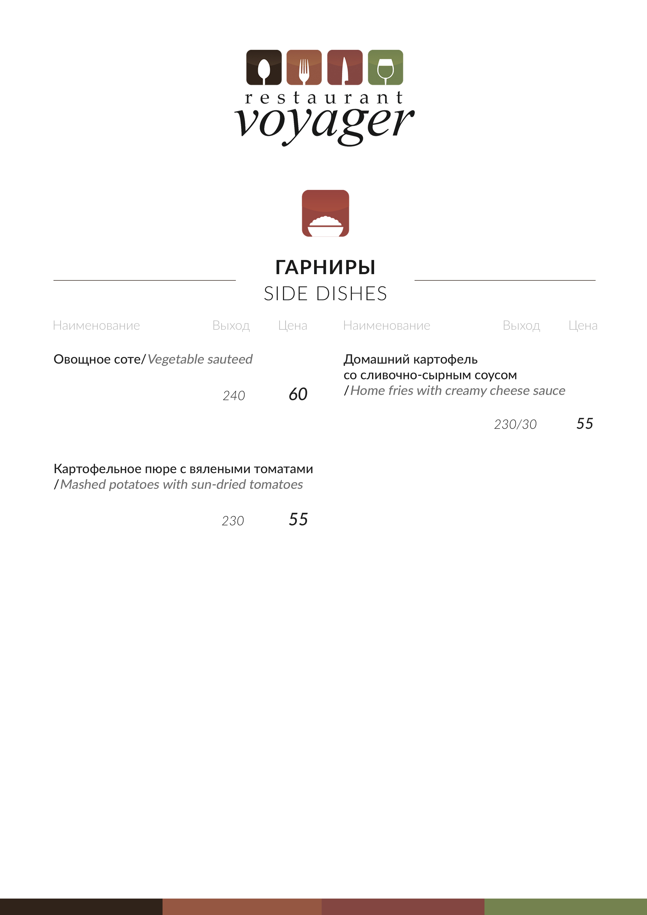Voyager menu 6