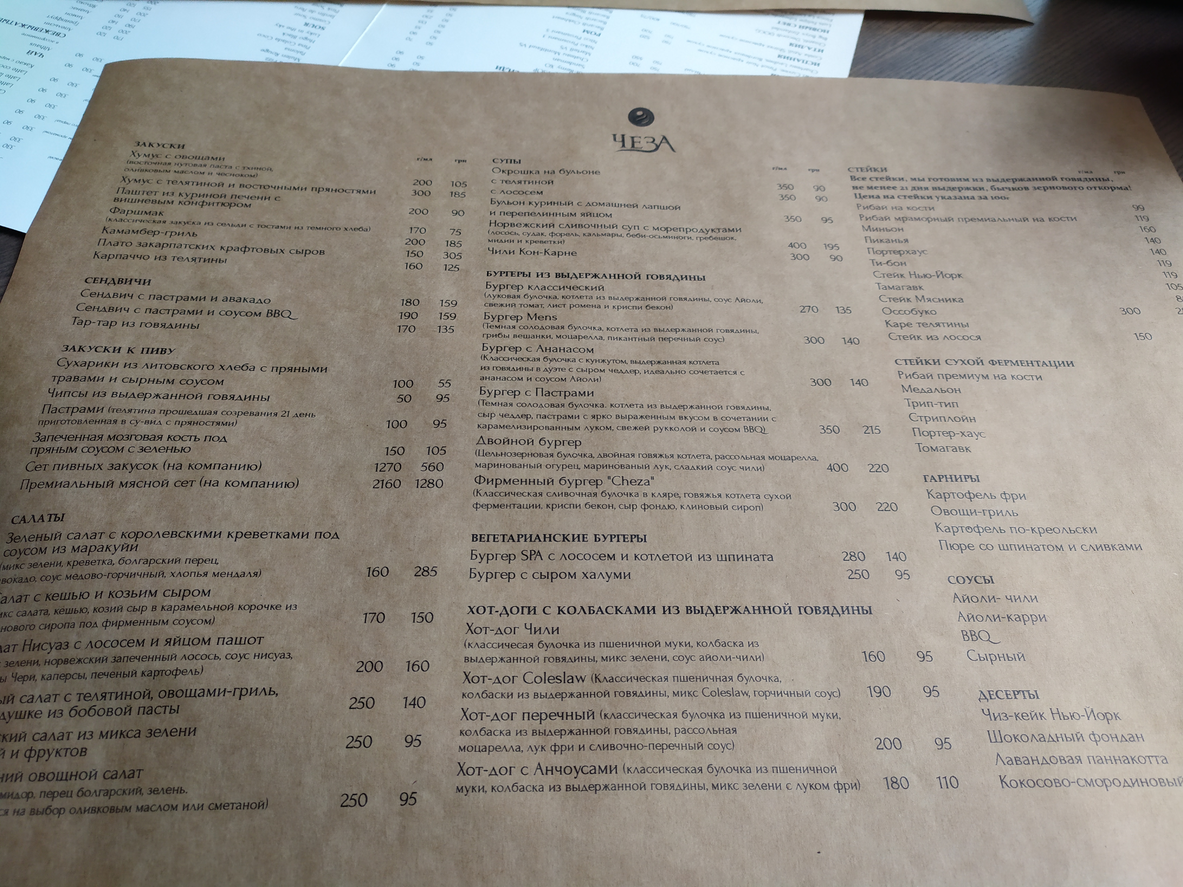 Cheza menu 2